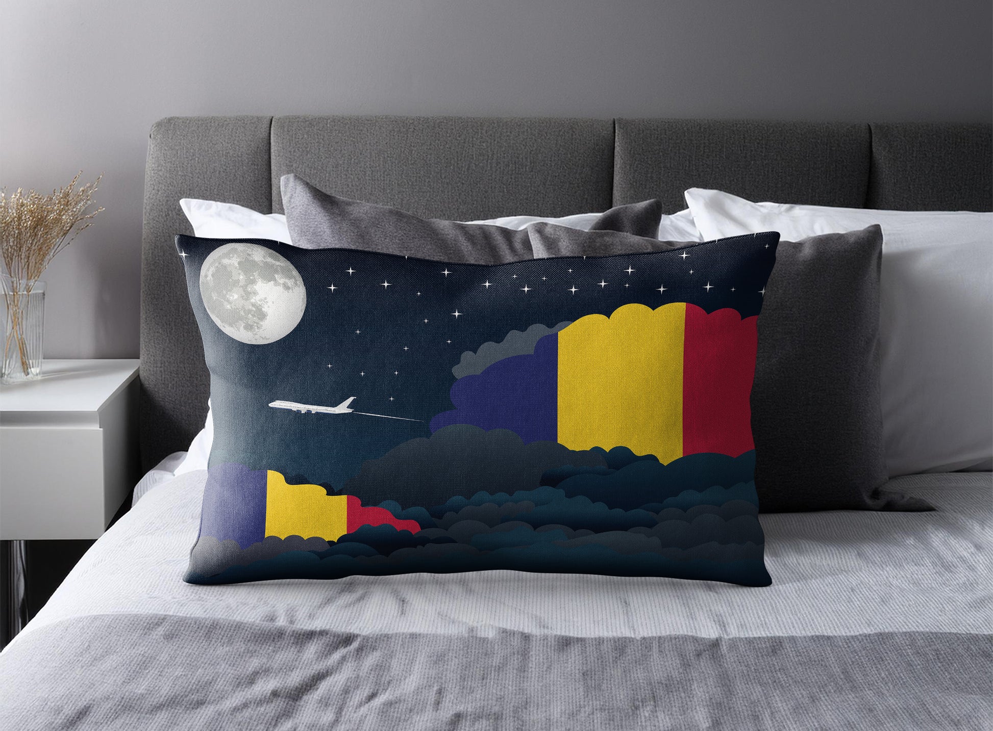 Chad World Airplane Night Clouds Square & Rectangle Pillow Cases | Aviation Night Sky Pillow Covers