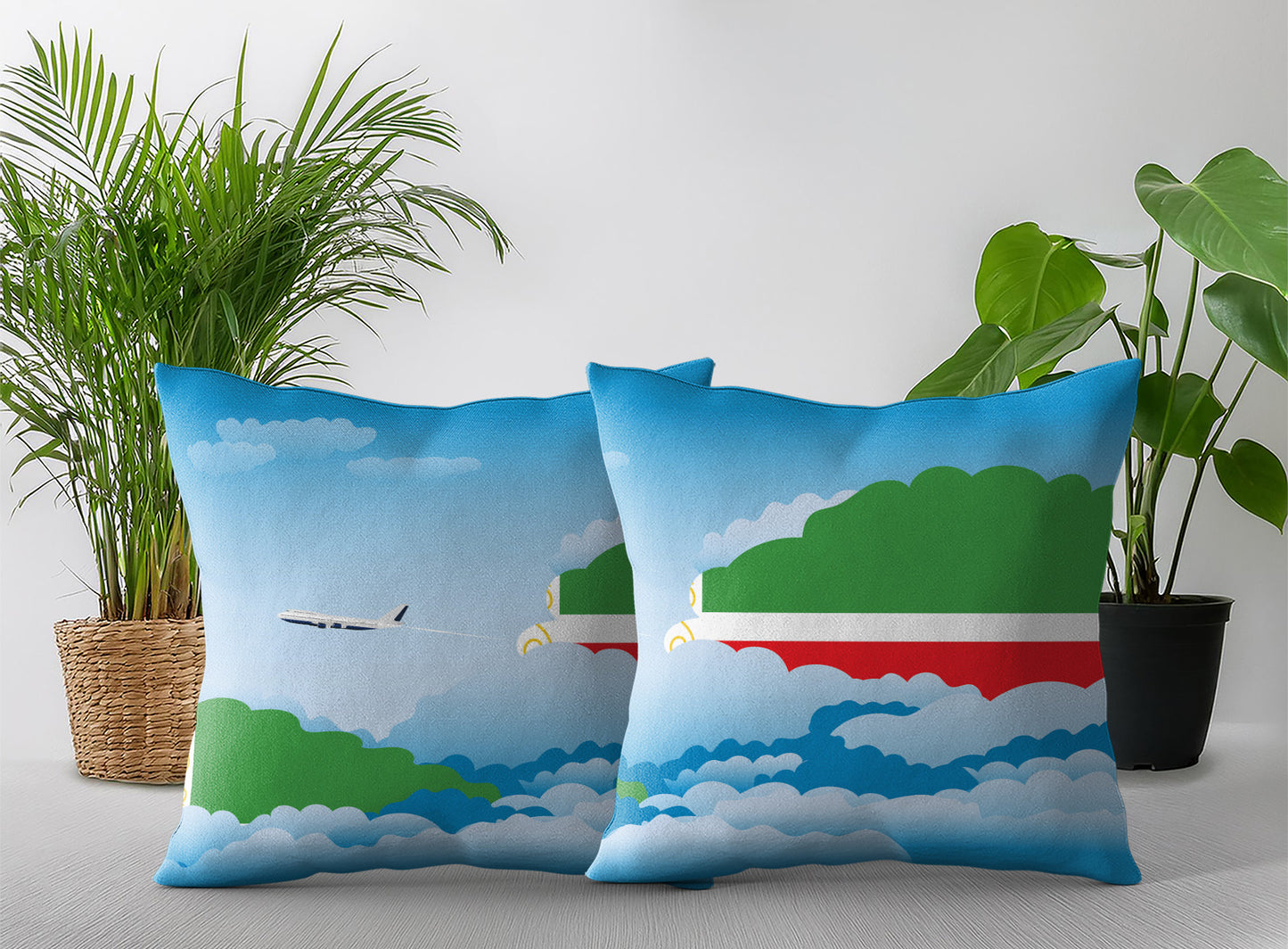Chechen Republic Day Clouds Pillow Case and Pillow Throw