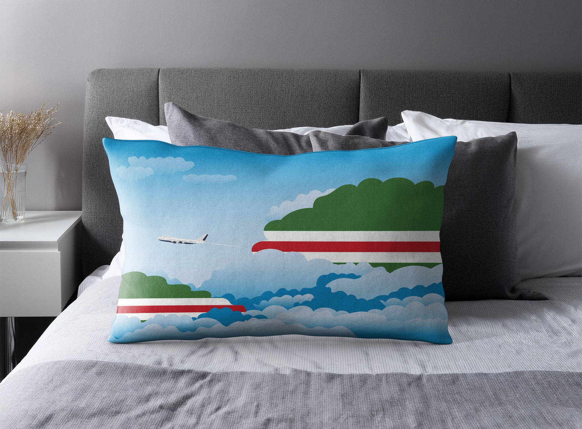 Chechen Republic of Ichkeria World Airplane Day Clouds Square & Rectangle Pillow Cases | Aviation Decorative Pillow Covers
