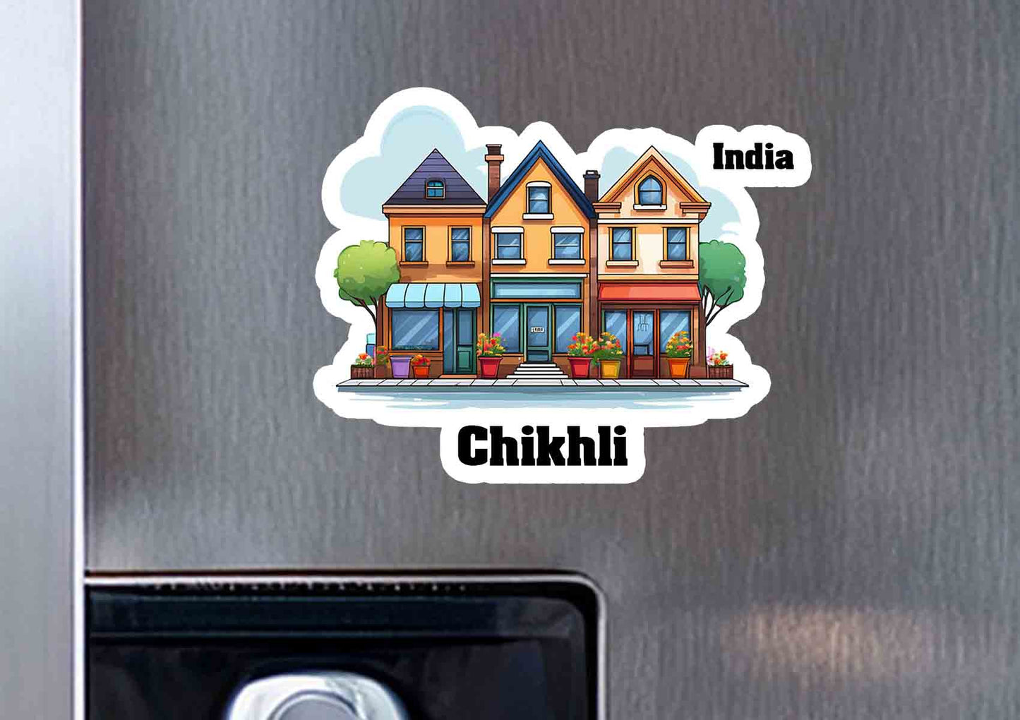 Chikhli Three Home Office Shop Fridge Magnet