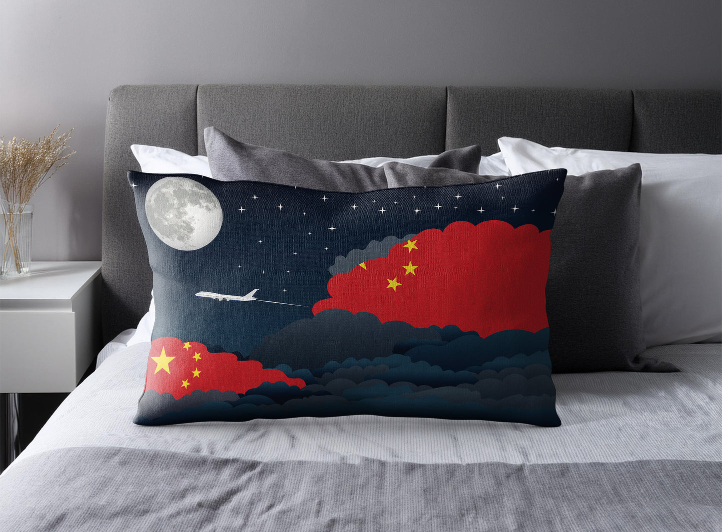 China World Airplane Night Clouds Square & Rectangle Pillow Cases | Aviation Night Sky Pillow Covers