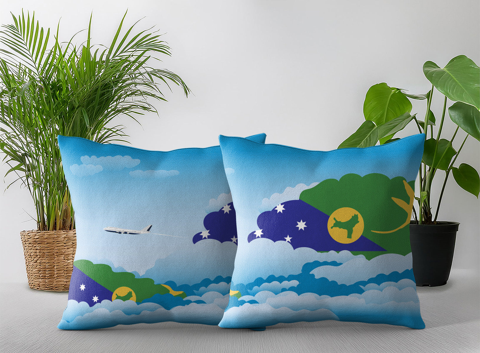 Christmas Island Day Clouds Pillow Case and Pillow Throw