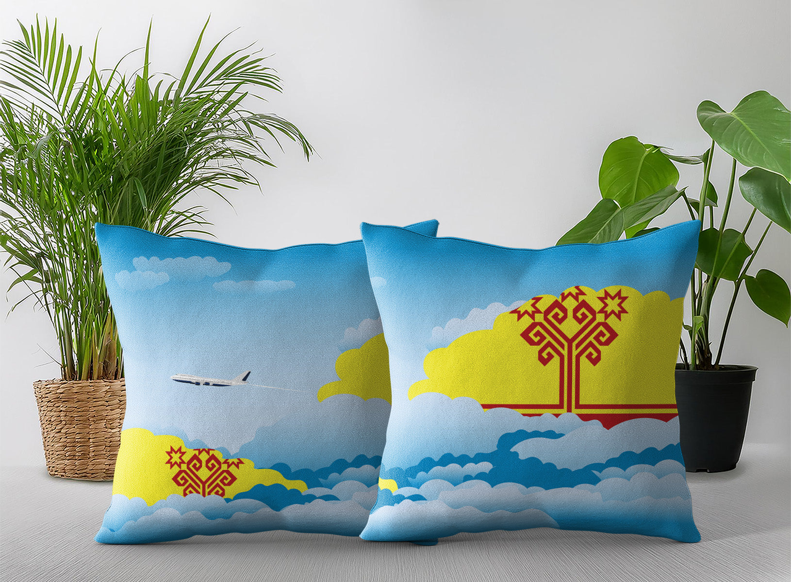 Chuvashia World Airplane Day Clouds Square & Rectangle Pillow Cases | Aviation Decorative Pillow Covers