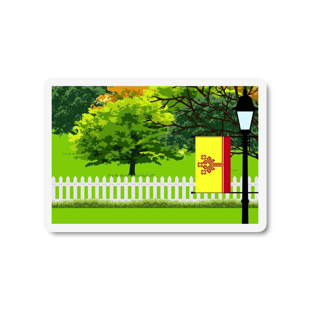 Chuvashia Trees Street Lamp Fridge Magnet