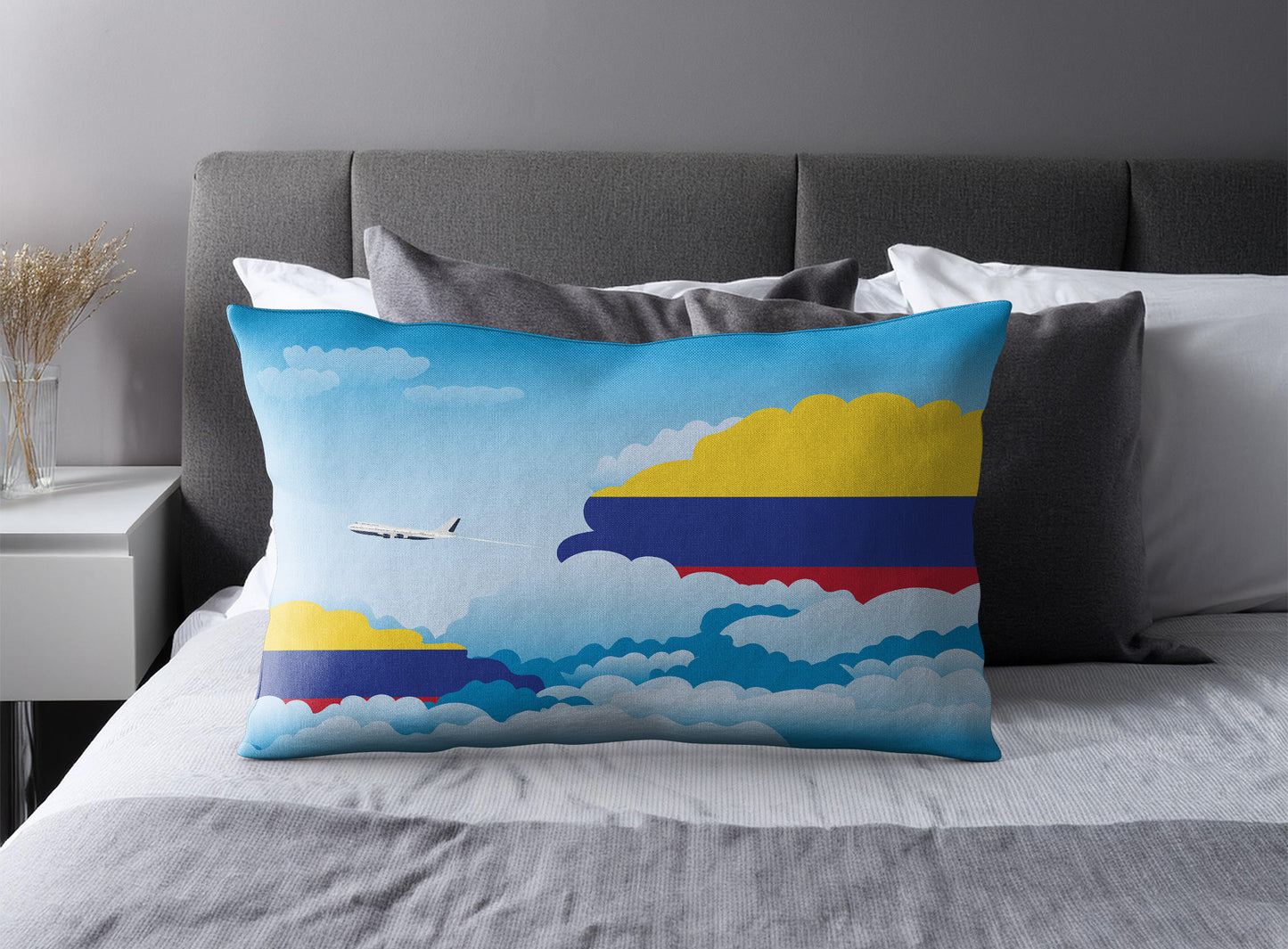 Colombia World Airplane Day Clouds Square & Rectangle Pillow Cases | Aviation Decorative Pillow Covers