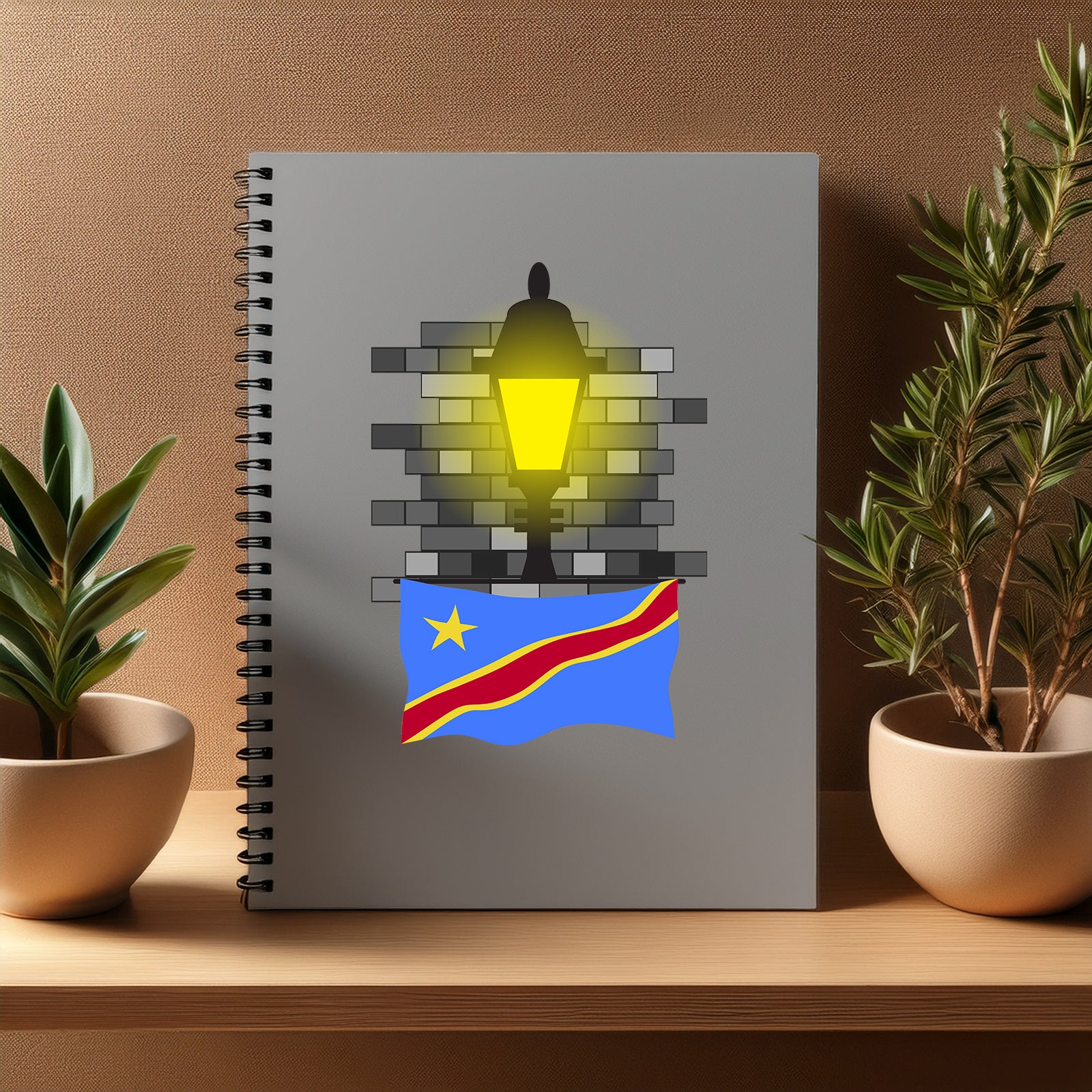 Congo Democratic Republic of the  Street Lamp Bricks Notebook