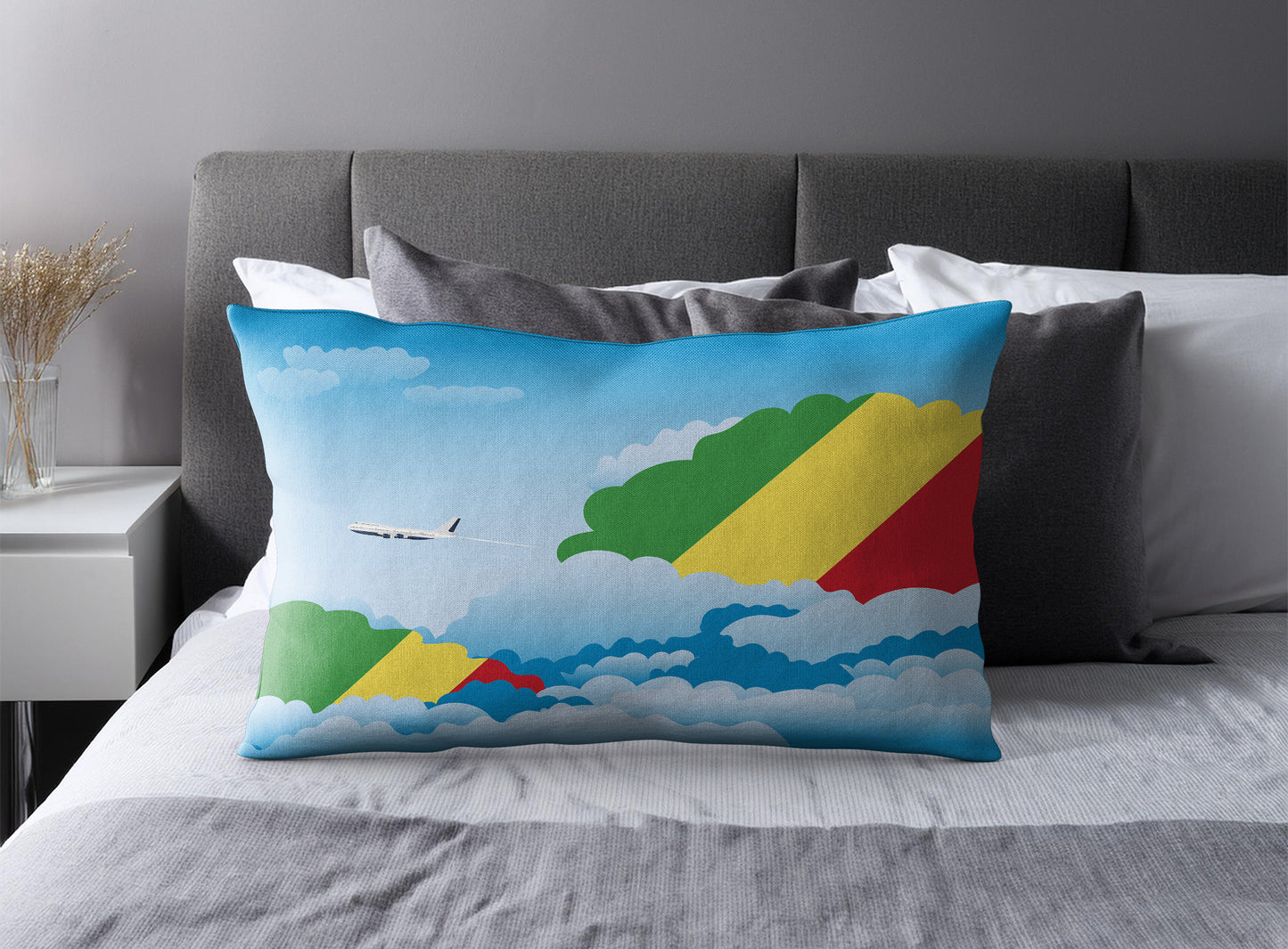 Congo Republic of the World Airplane Day Clouds Square & Rectangle Pillow Cases | Aviation Decorative Pillow Covers
