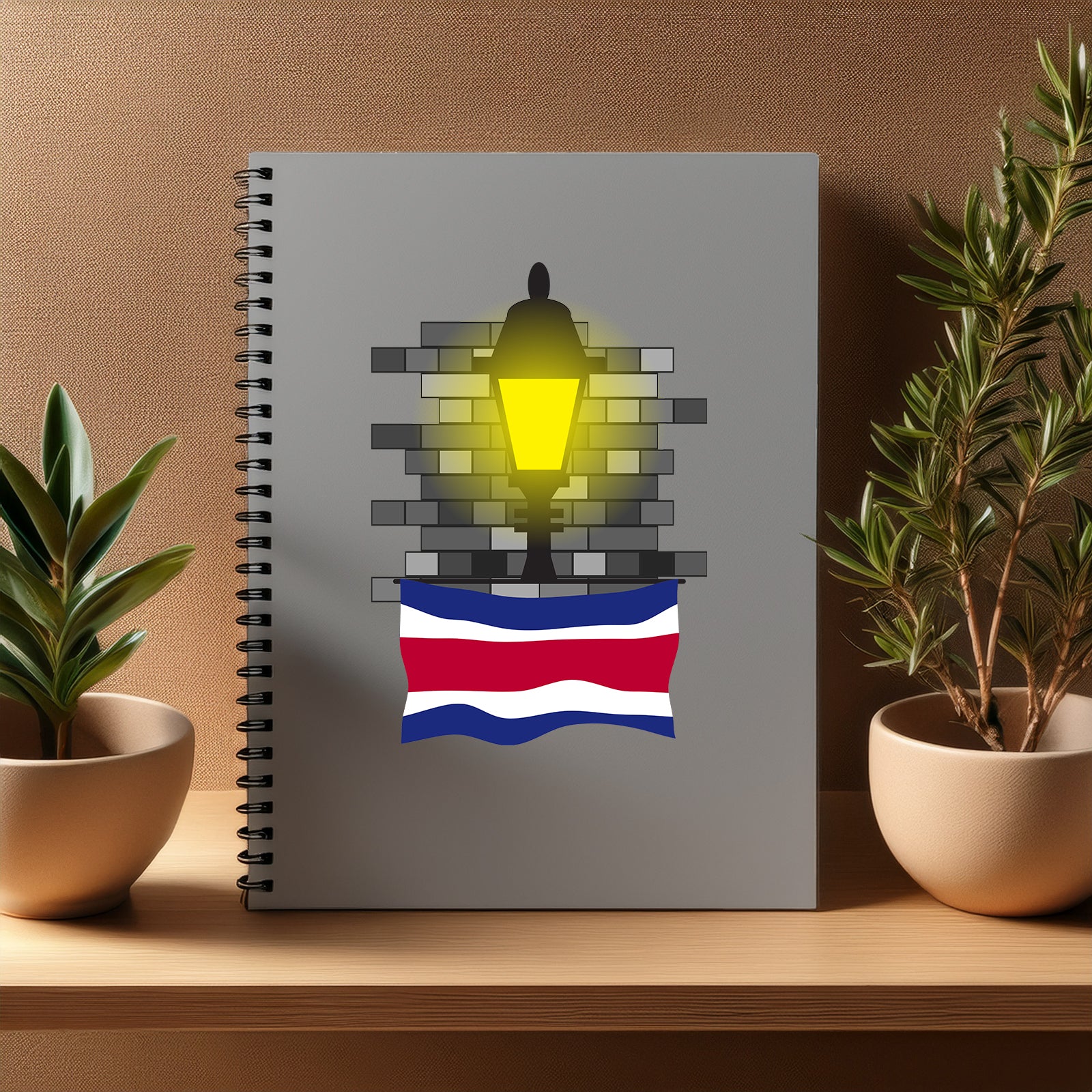 Costa Rica  Street Lamp Bricks Notebook