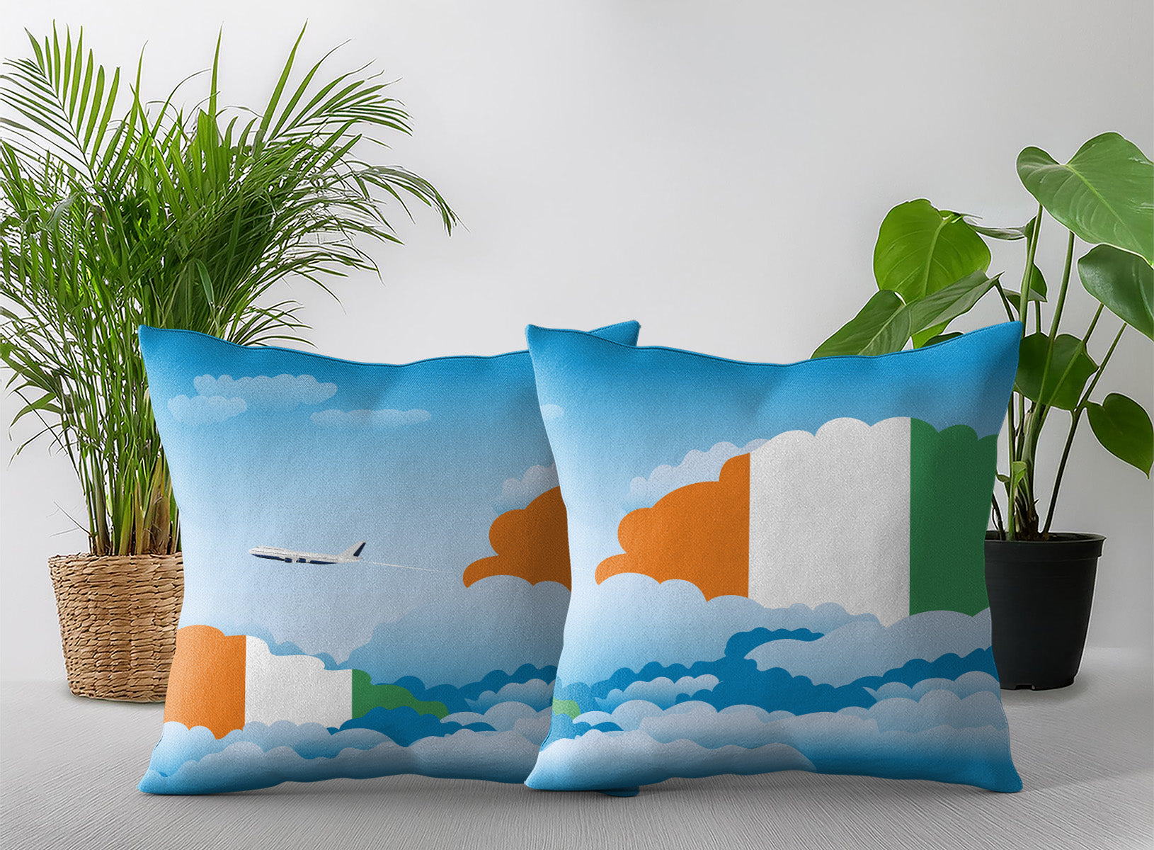 Cote DIvoire Day Clouds Pillow Case and Pillow Throw