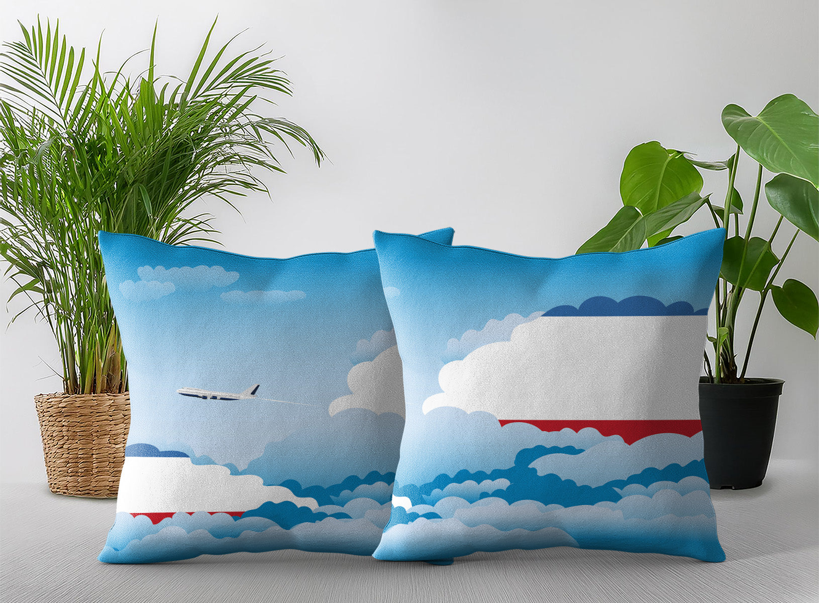 Crimea World Airplane Day Clouds Square & Rectangle Pillow Cases | Aviation Decorative Pillow Covers