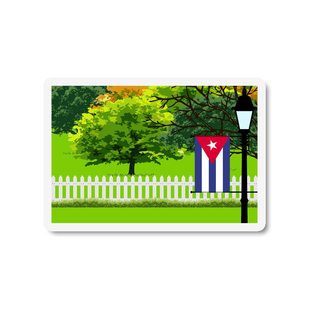 Cuba Trees Street Lamp Fridge Magnet