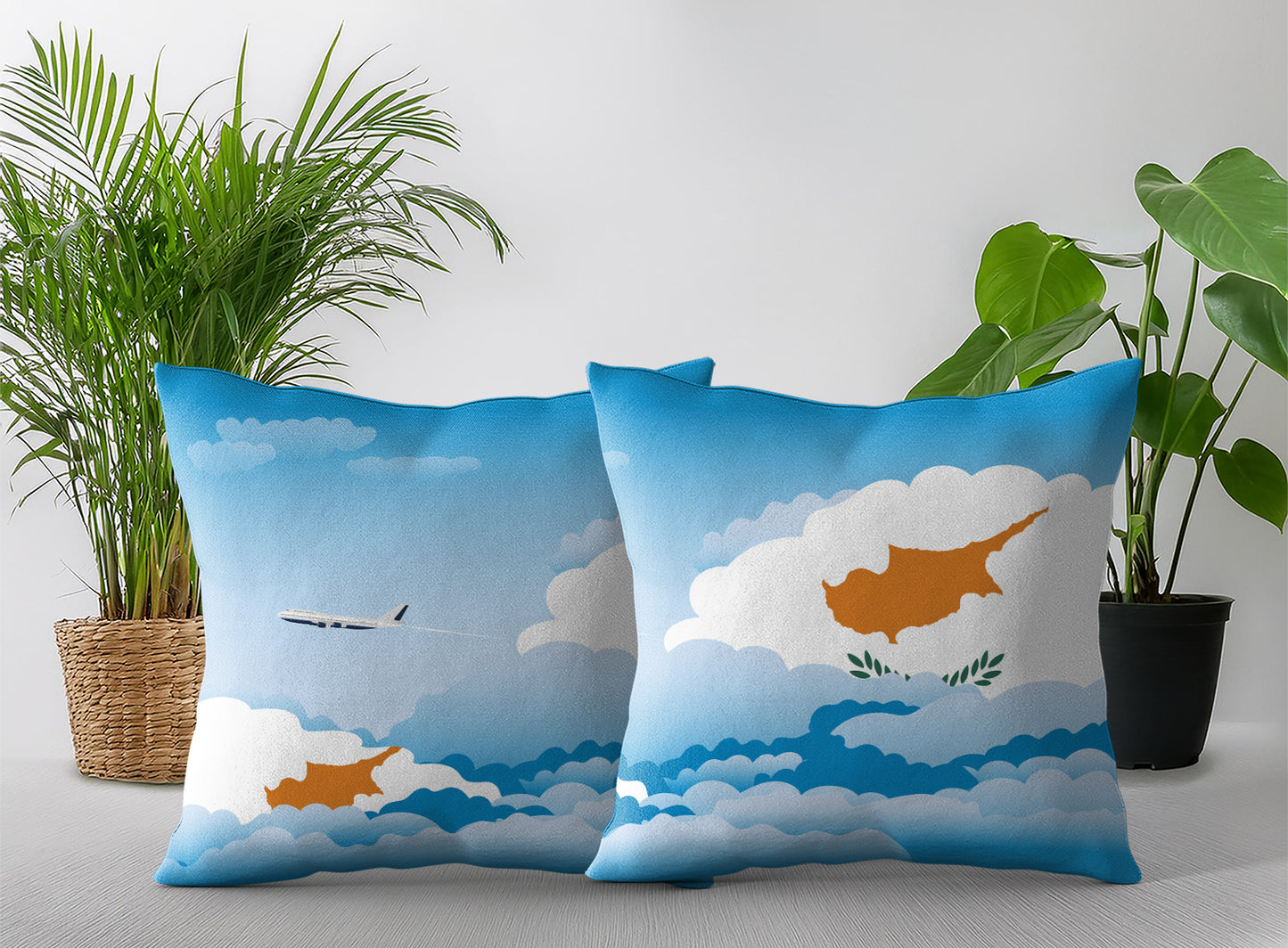 Cyprus Day Clouds Pillow Case and Pillow Throw