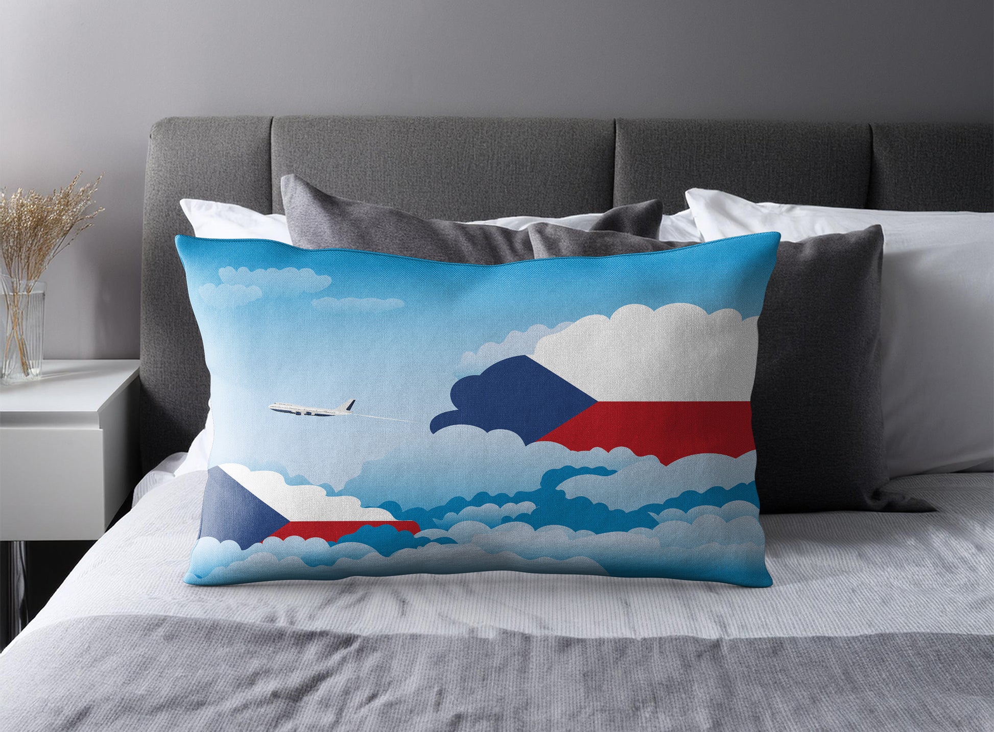 Czech Republic Day Clouds Pillow Case and Pillow Throw