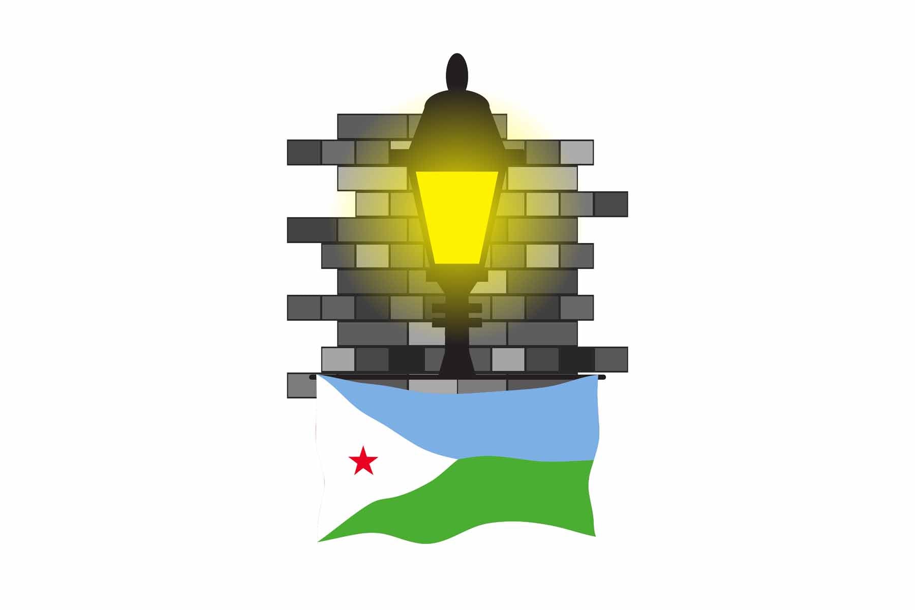 Djibouti Street Lamp Bricks Fridge Magnet