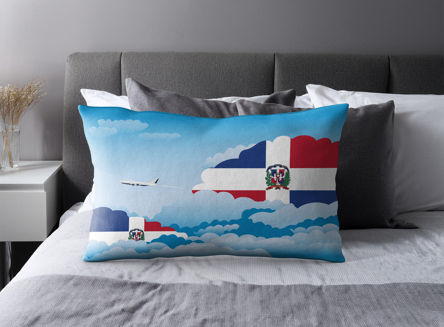 Dominican Republic Day Clouds Pillow Case and Pillow Throw