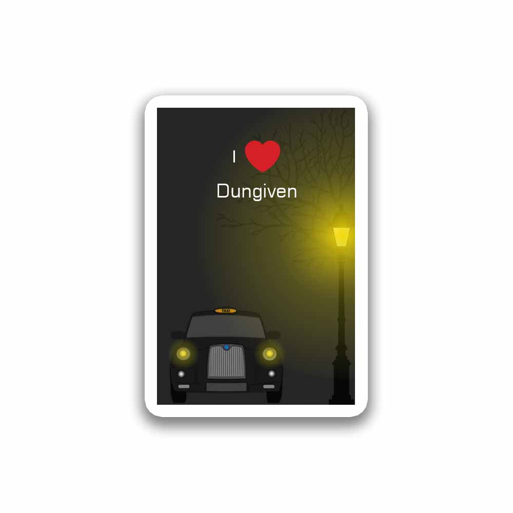Dungiven Taxi Black Fridge Magnet