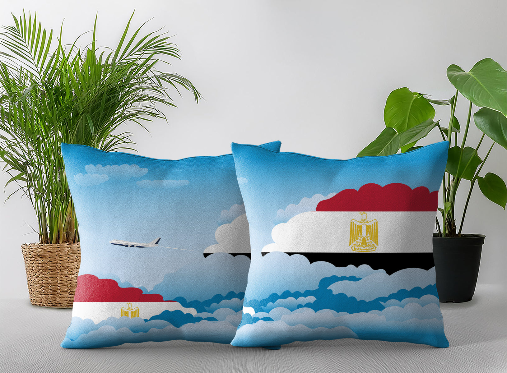 Egypt Day Clouds Pillow Case and Pillow Throw