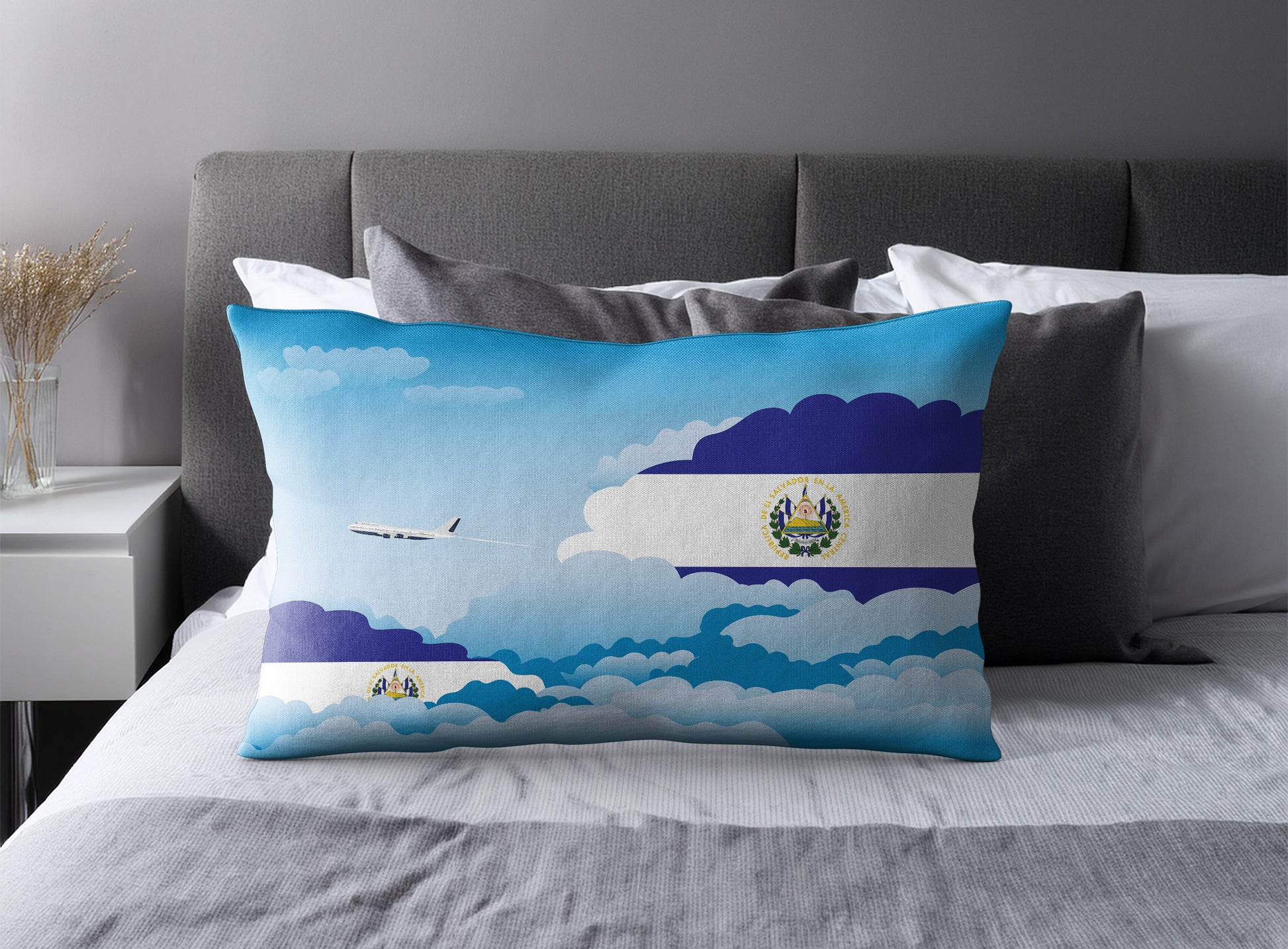 El Salvador World Airplane Day Clouds Square & Rectangle Pillow Cases | Aviation Decorative Pillow Covers