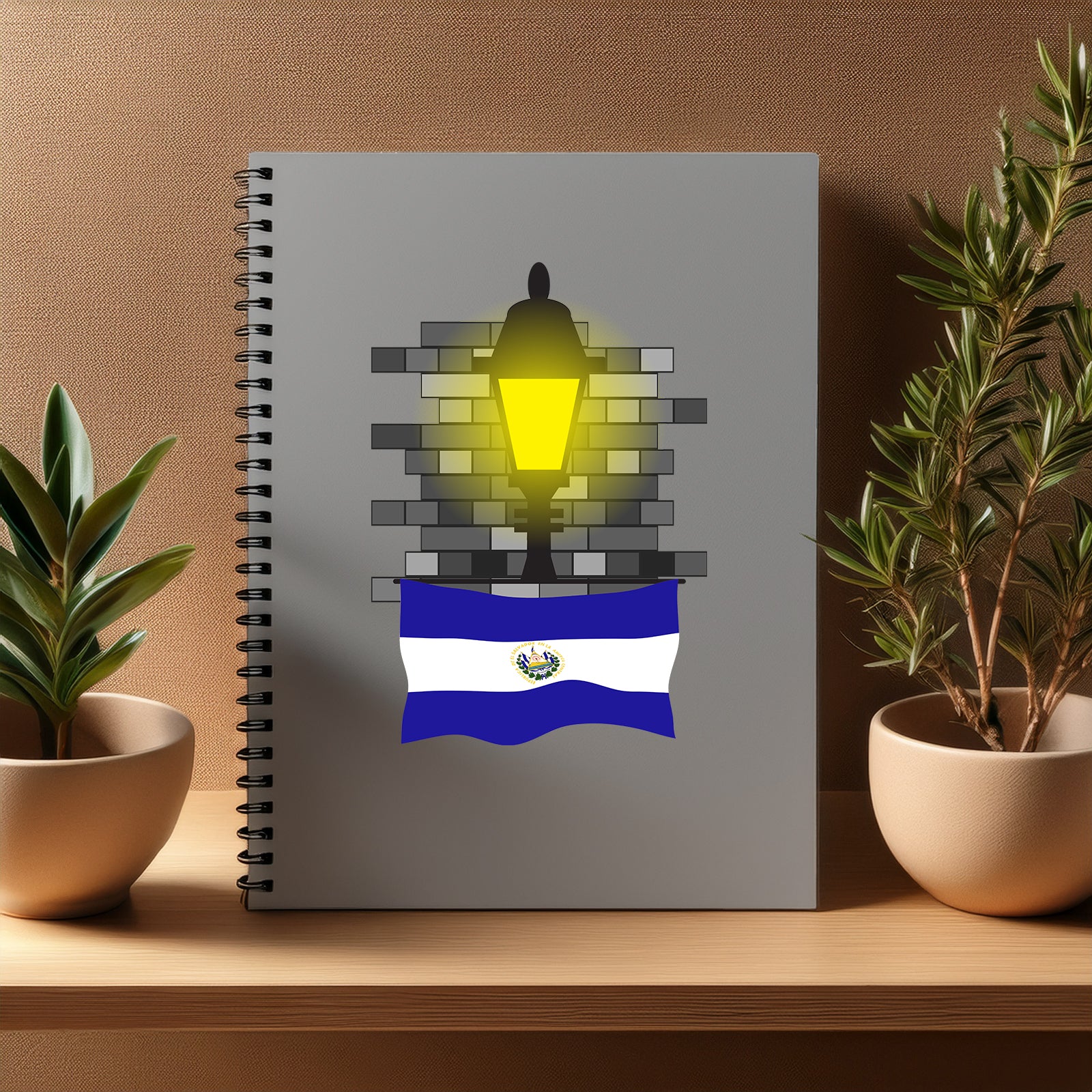 El Salvador  Street Lamp Bricks Notebook