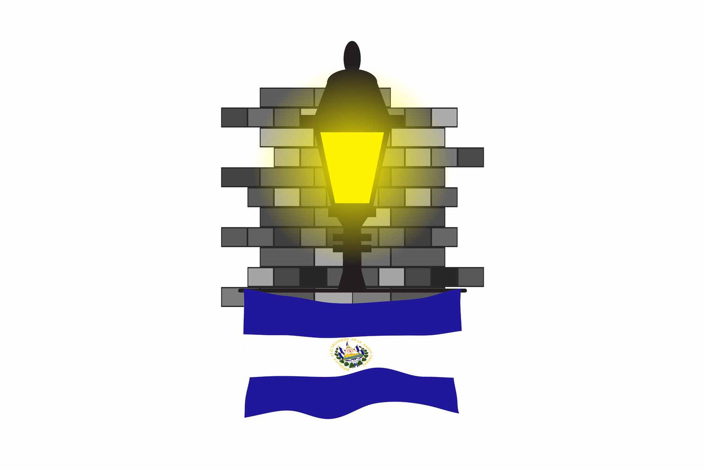 El Salvador Street Lamp Bricks Fridge Magnet