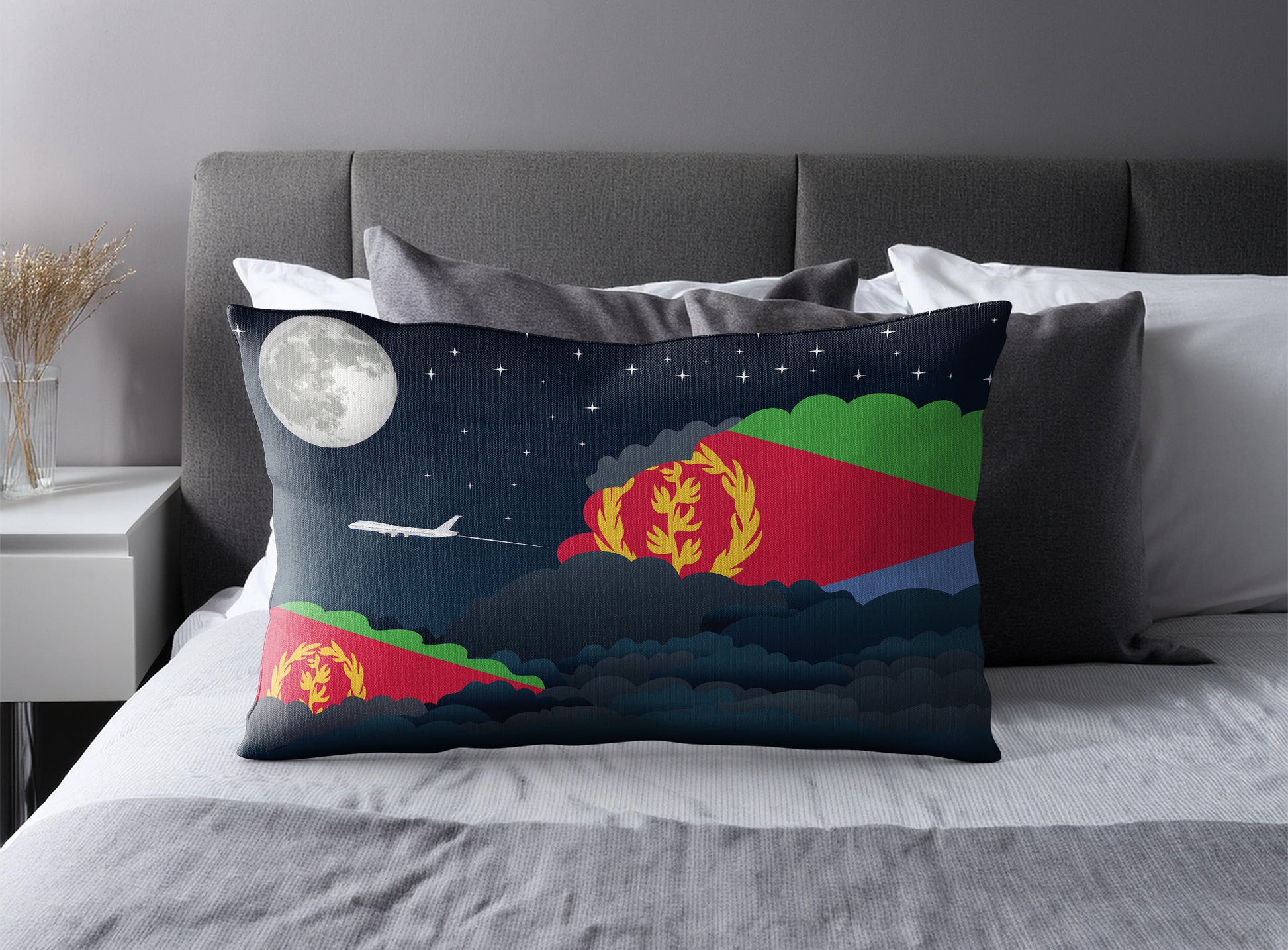 Eritrea Night Clouds Pillow Case and Pillow Throw