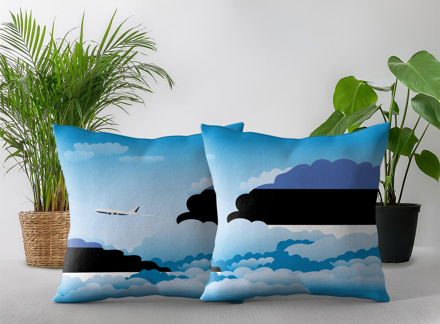 Estonia World Airplane Day Clouds Square & Rectangle Pillow Cases | Aviation Decorative Pillow Covers