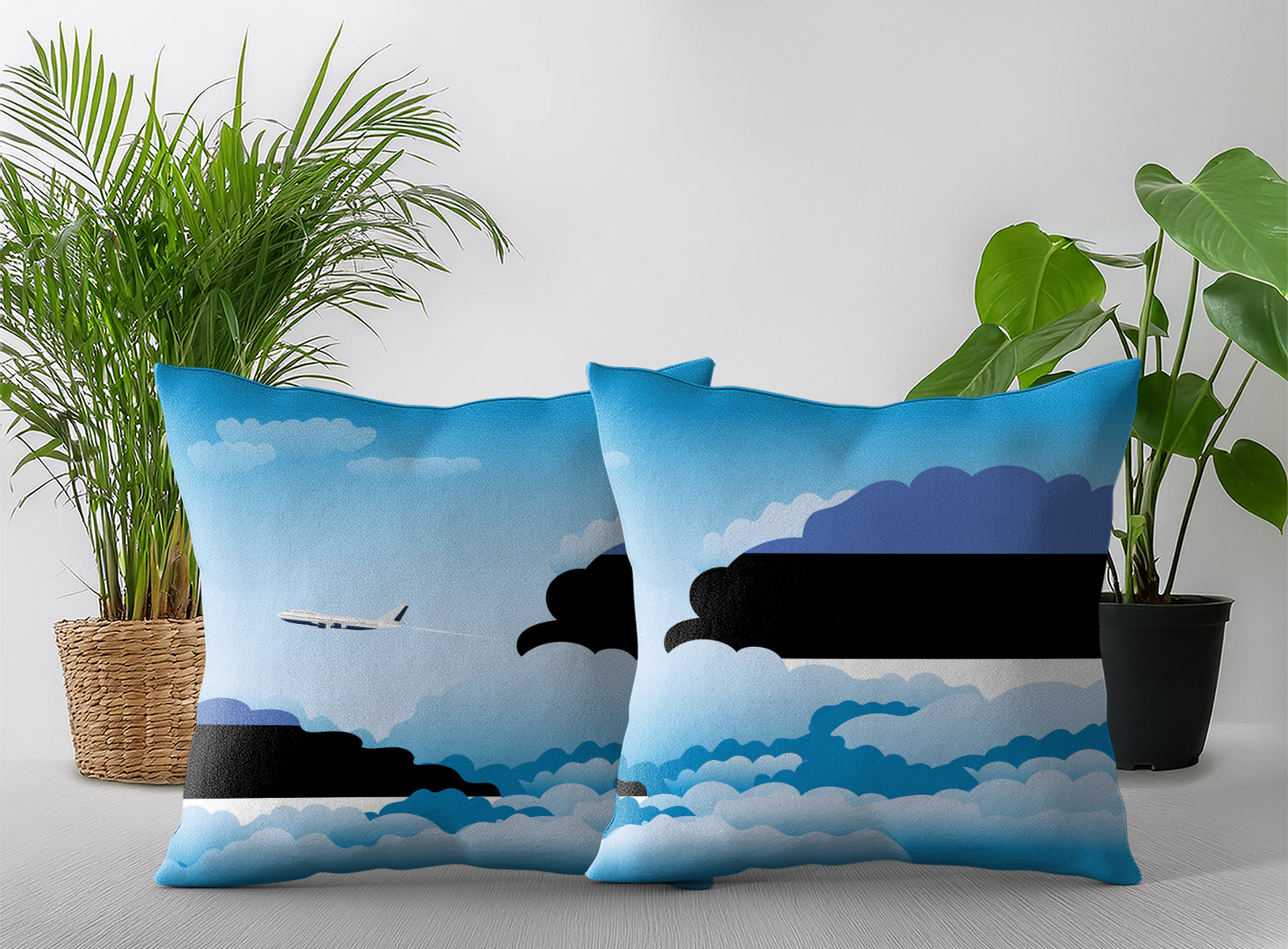 Estonia World Airplane Day Clouds Square & Rectangle Pillow Cases | Aviation Decorative Pillow Covers