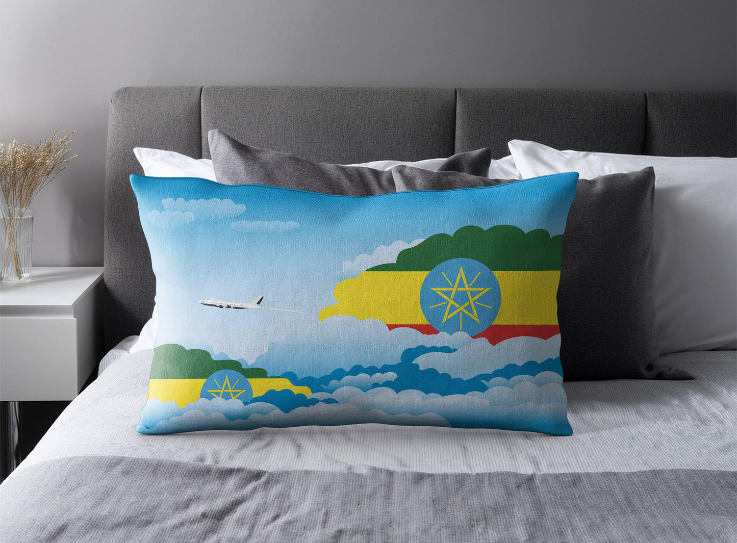 Ethiopia World Airplane Day Clouds Square & Rectangle Pillow Cases | Aviation Decorative Pillow Covers