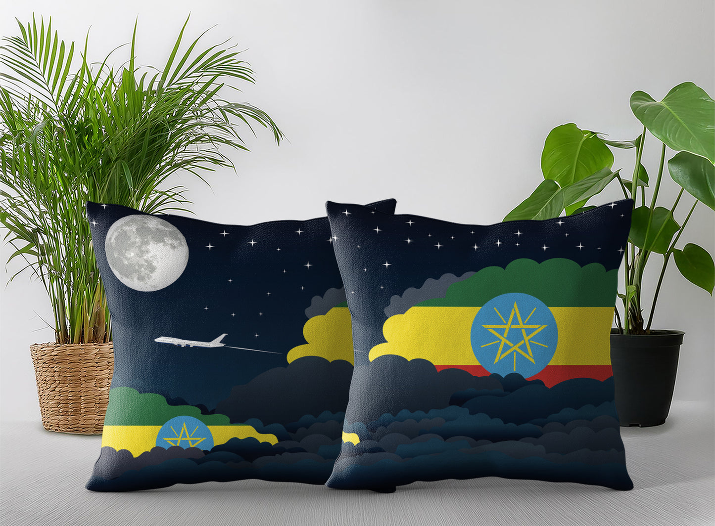 Ethiopia Night Clouds Pillow Case and Pillow Throw