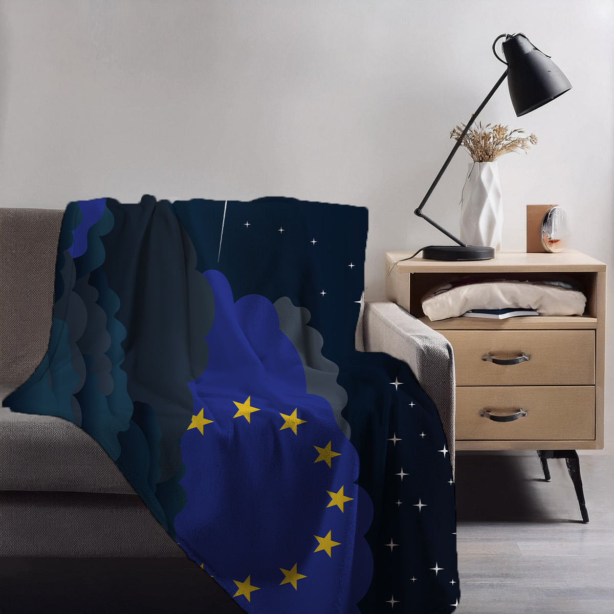 European Union Night Clouds Blankets & Throws | Premium Soft Blankets | City Posters Plus