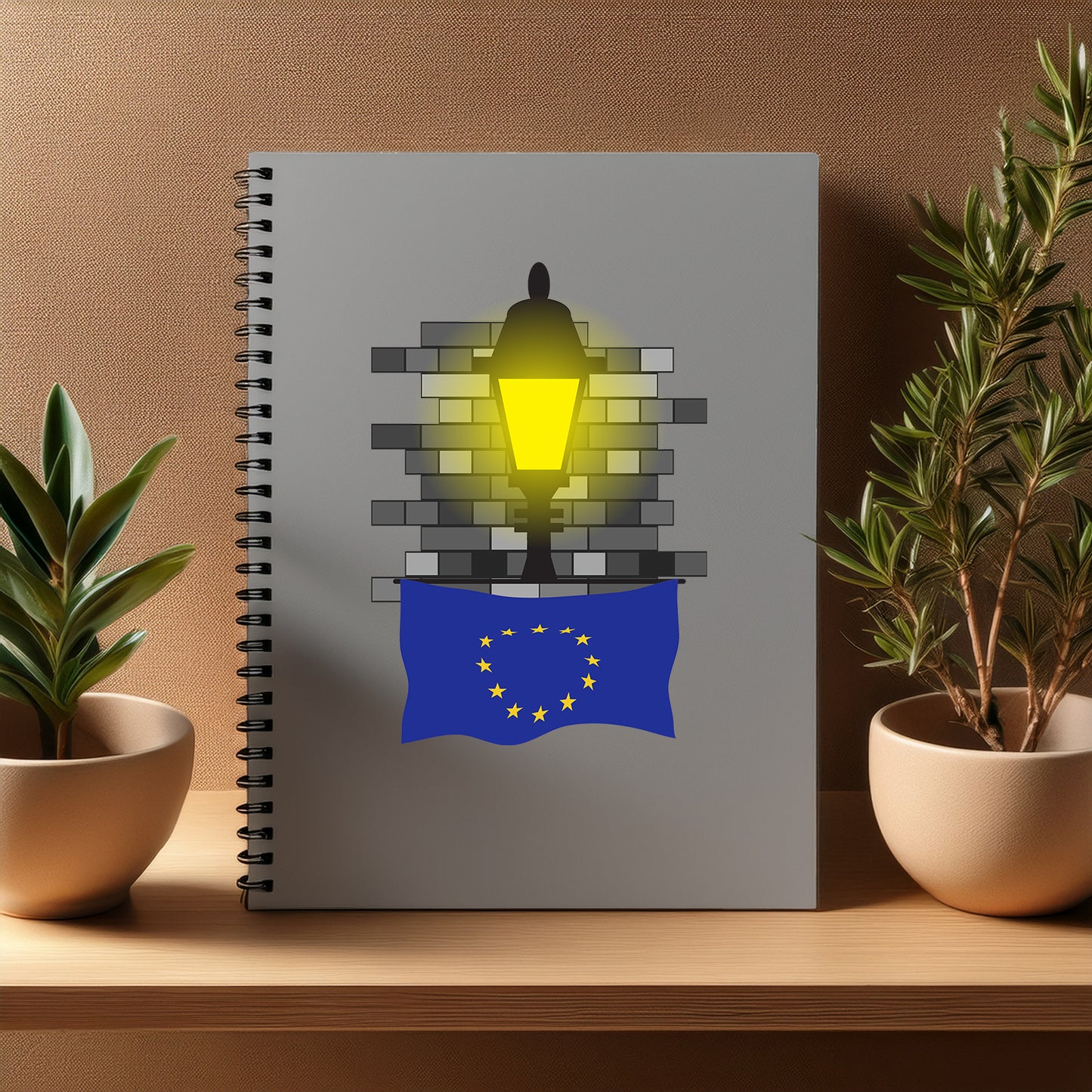 European Union  Street Lamp Bricks Notebook