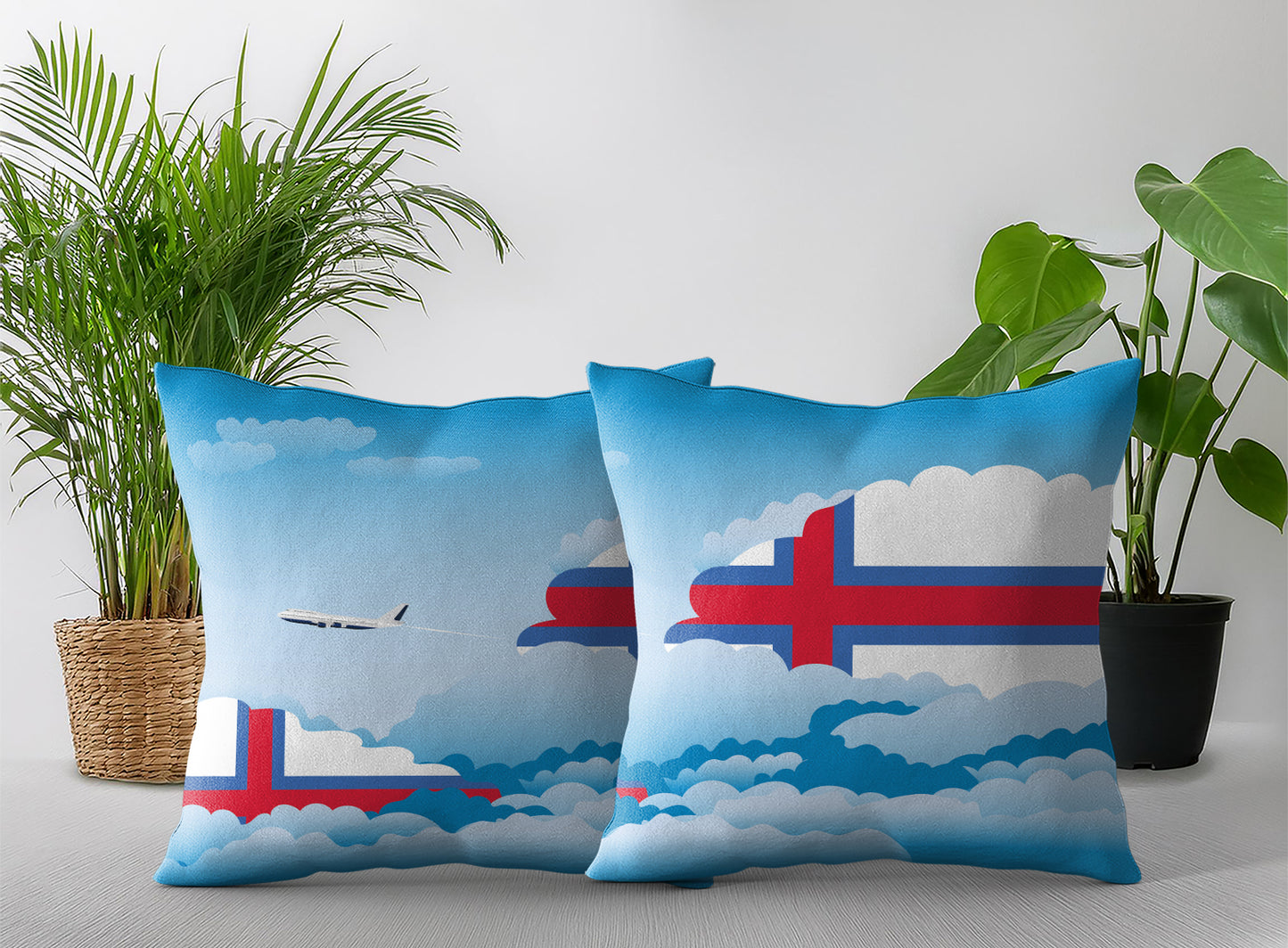 Faroe Islands World Airplane Day Clouds Square & Rectangle Pillow Cases | Aviation Decorative Pillow Covers