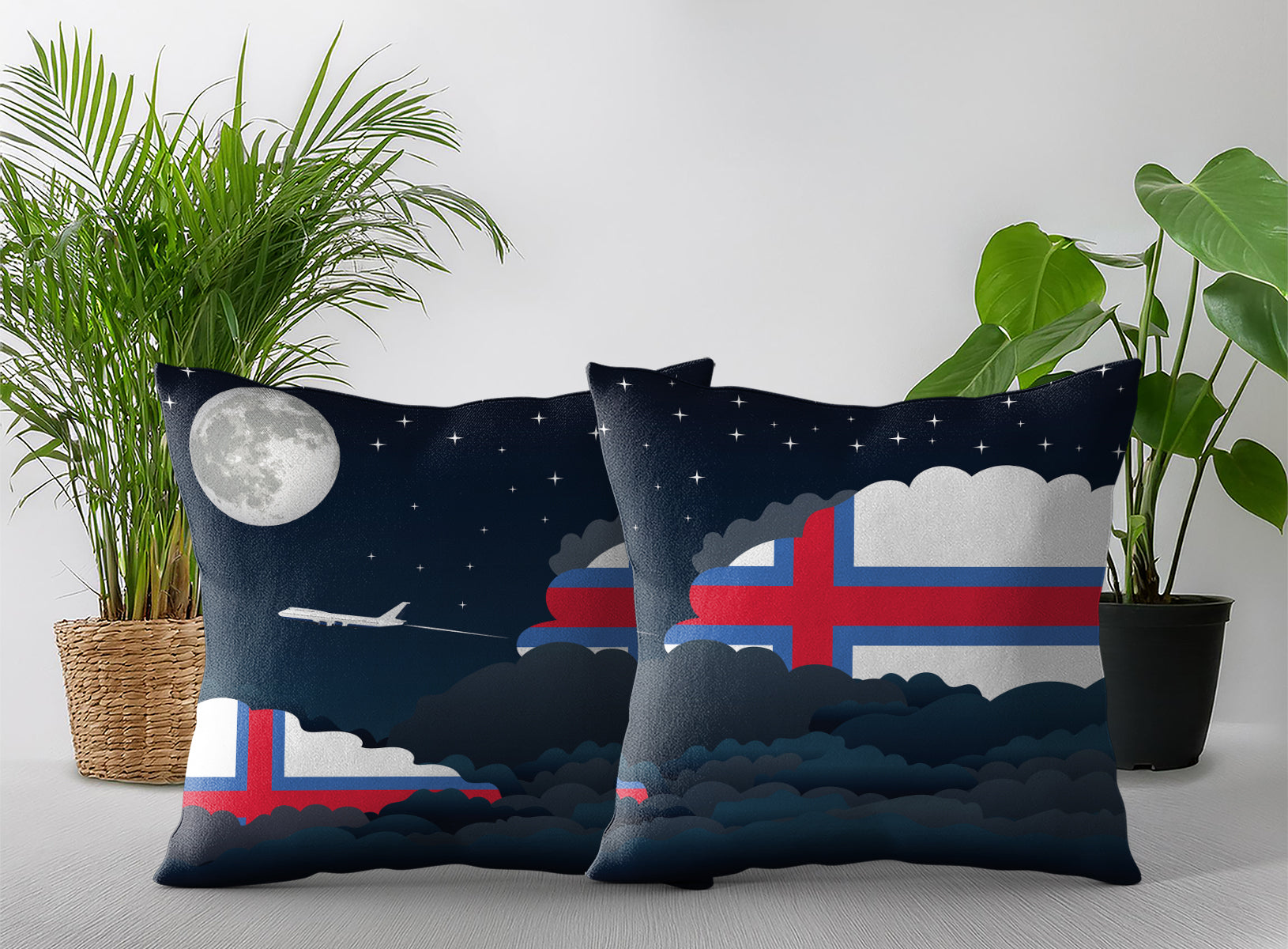 Faroe Islands Night Clouds Pillow Case and Pillow Throw