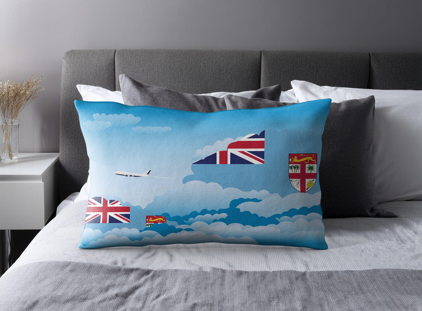 Fiji Day Clouds Pillow Case and Pillow Throw