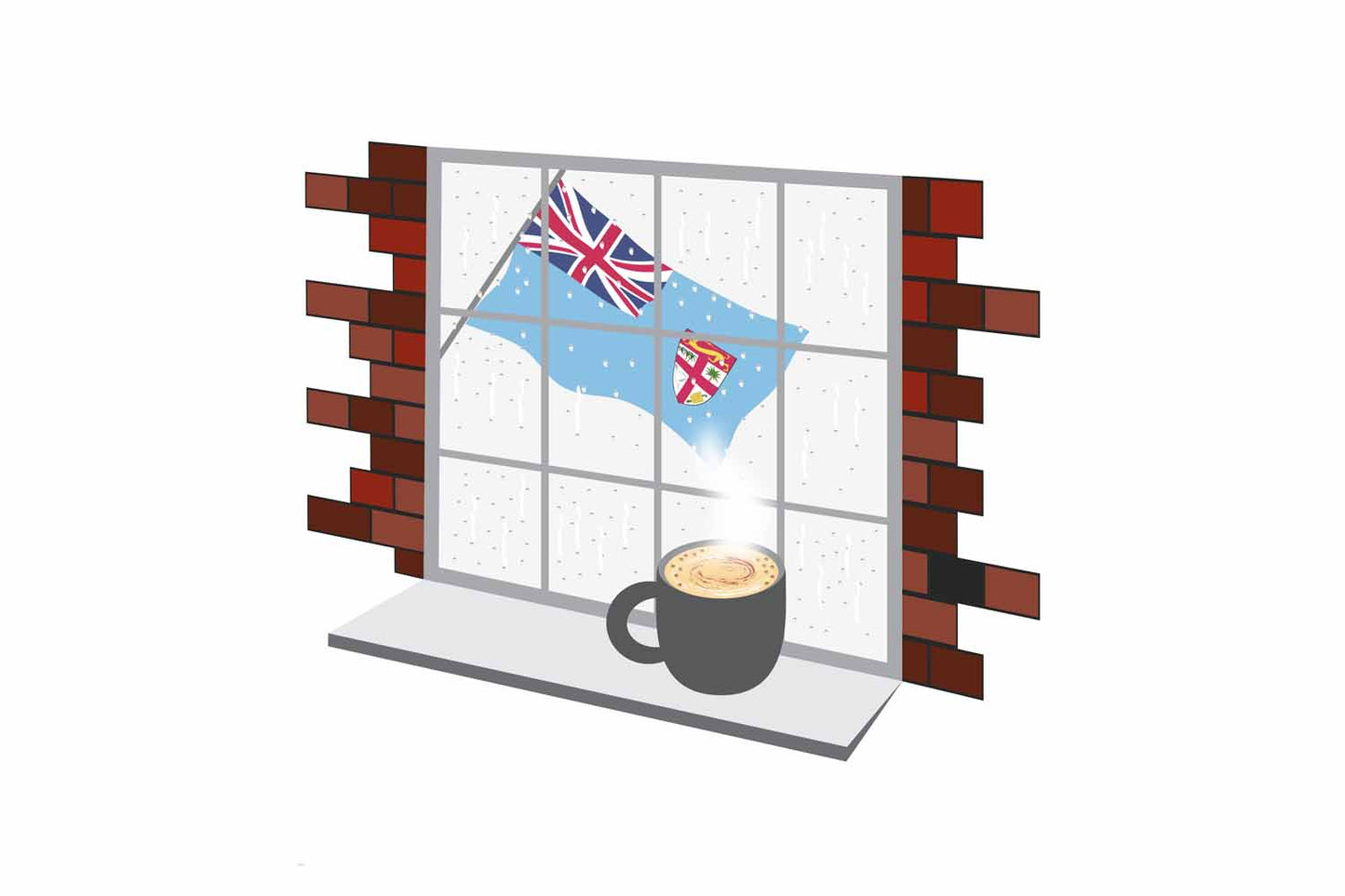 Fiji Coffee Rain Window Sticker