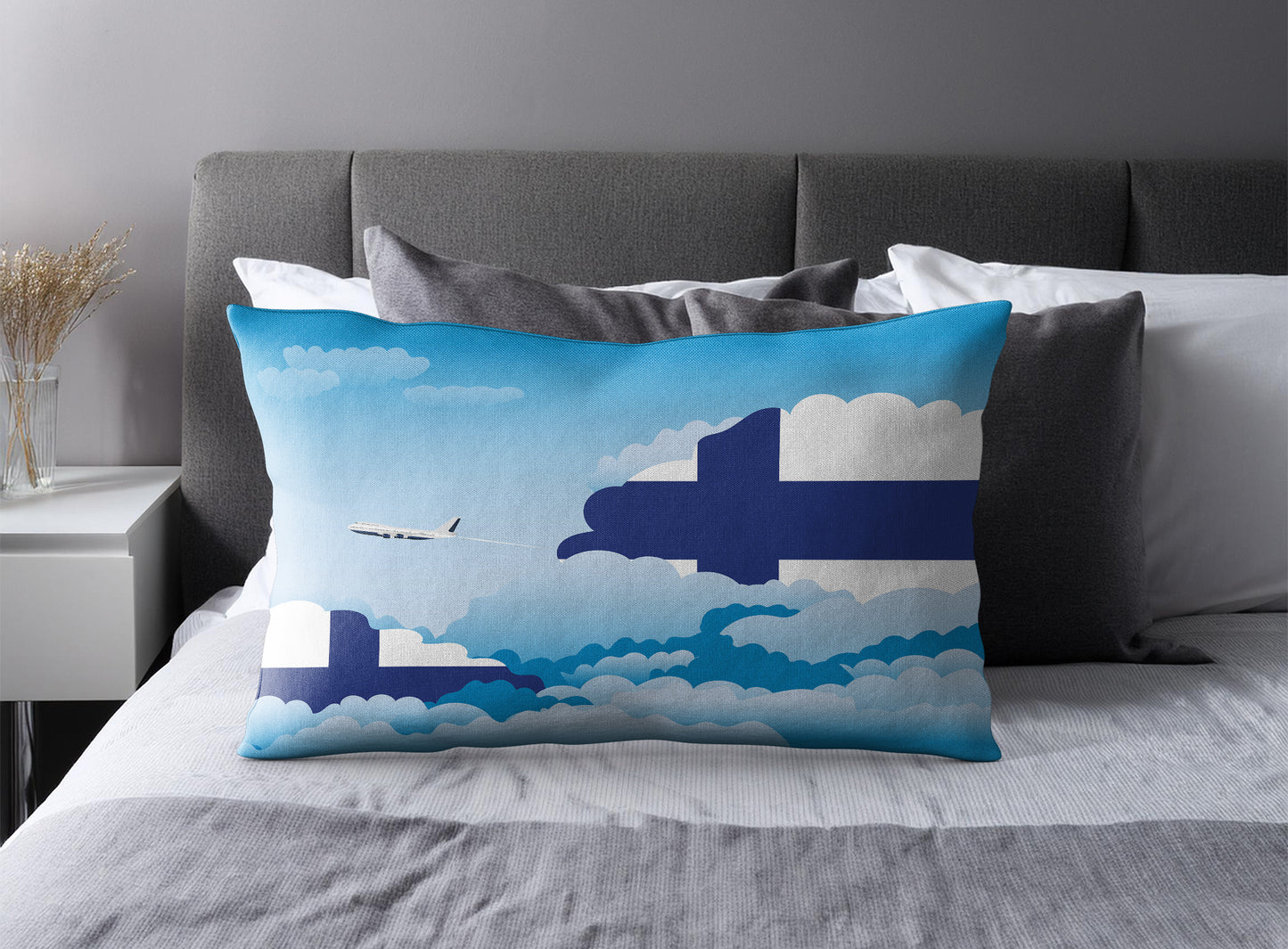 Finland World Airplane Day Clouds Square & Rectangle Pillow Cases | Aviation Decorative Pillow Covers