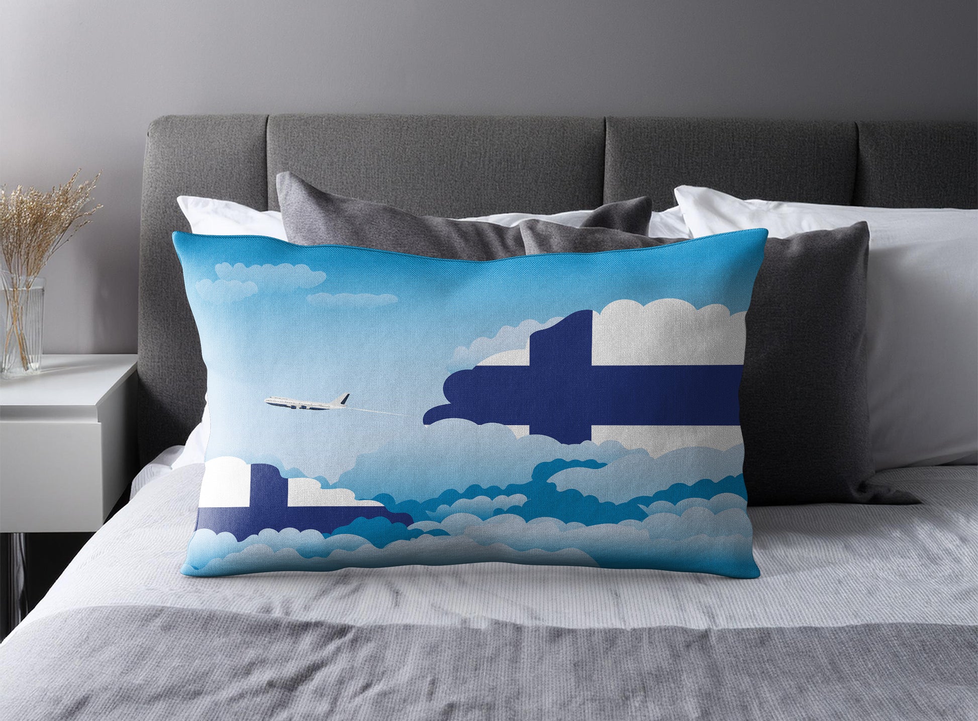 Finland World Airplane Day Clouds Square & Rectangle Pillow Cases | Aviation Decorative Pillow Covers