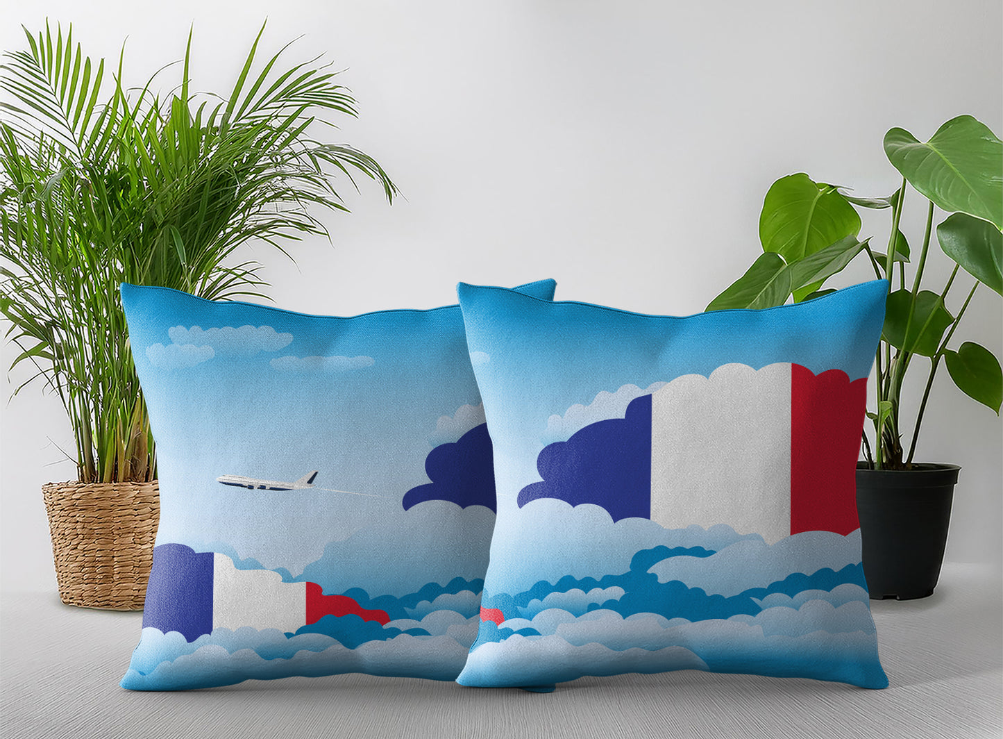 France Day Clouds Pillow Case and Pillow Throw