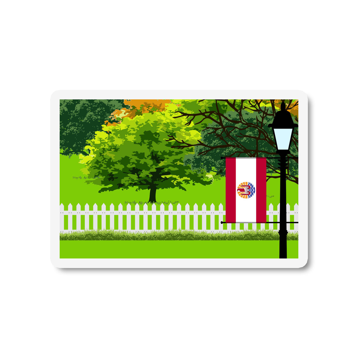 French Polynesia Trees Street Lamp Fridge Magnet