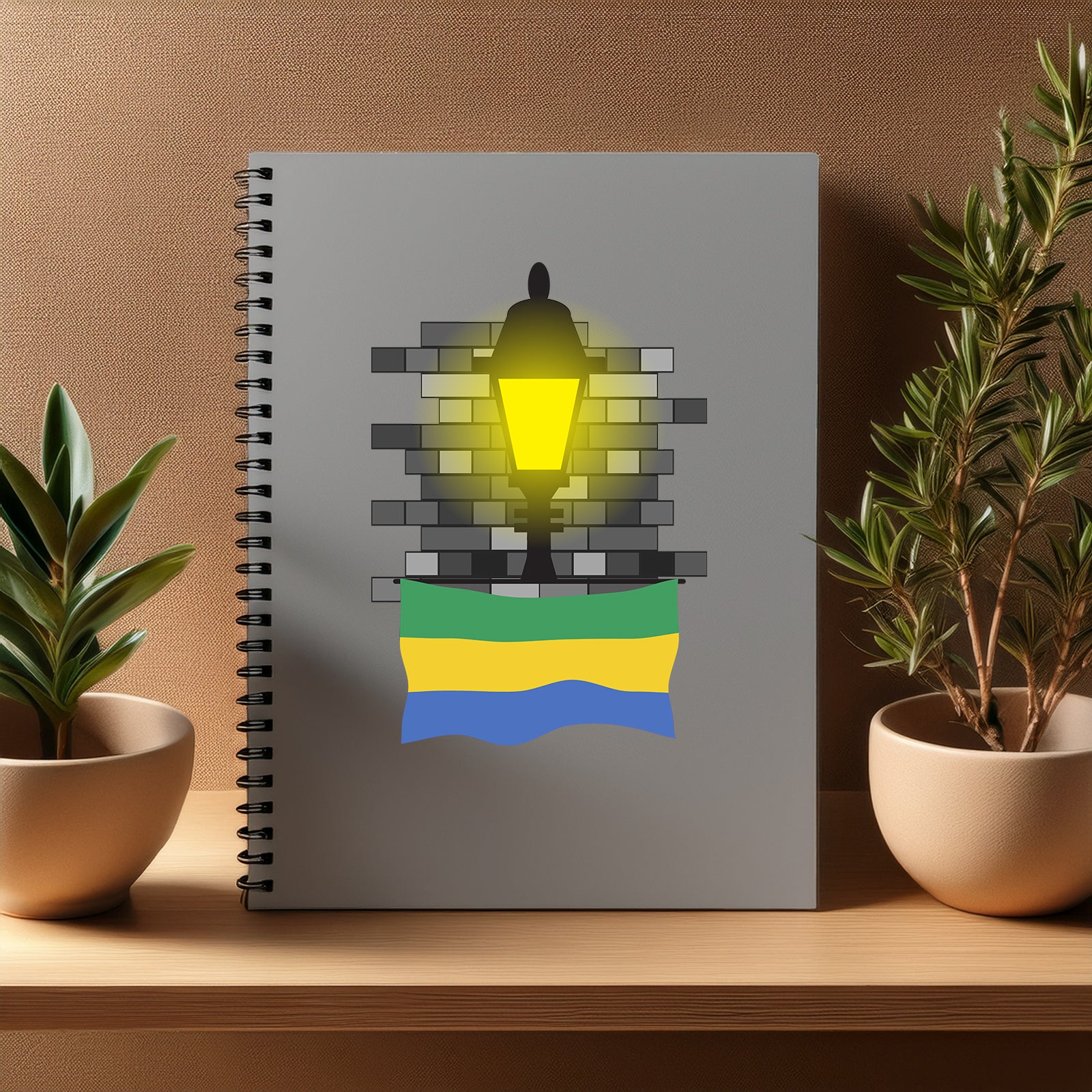 Gabon  Street Lamp Bricks Notebook