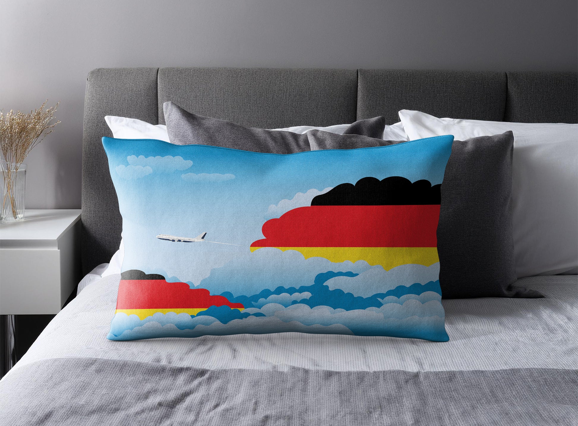Germany World Airplane Day Clouds Square & Rectangle Pillow Cases | Aviation Decorative Pillow Covers