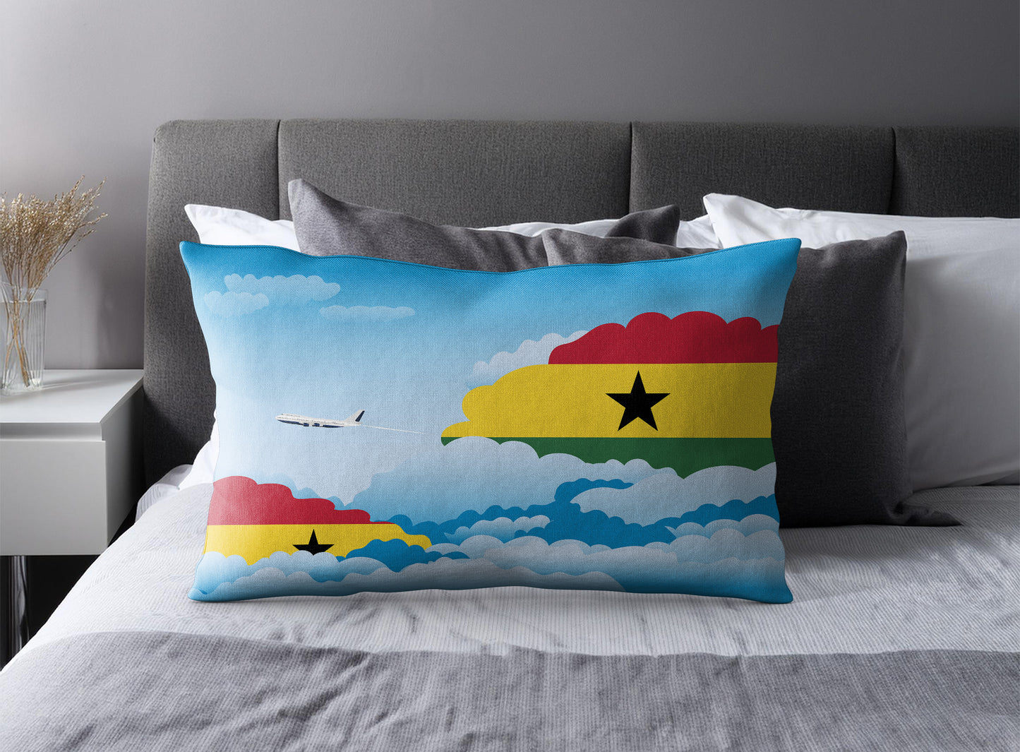 Ghana World Airplane Day Clouds Square & Rectangle Pillow Cases | Aviation Decorative Pillow Covers