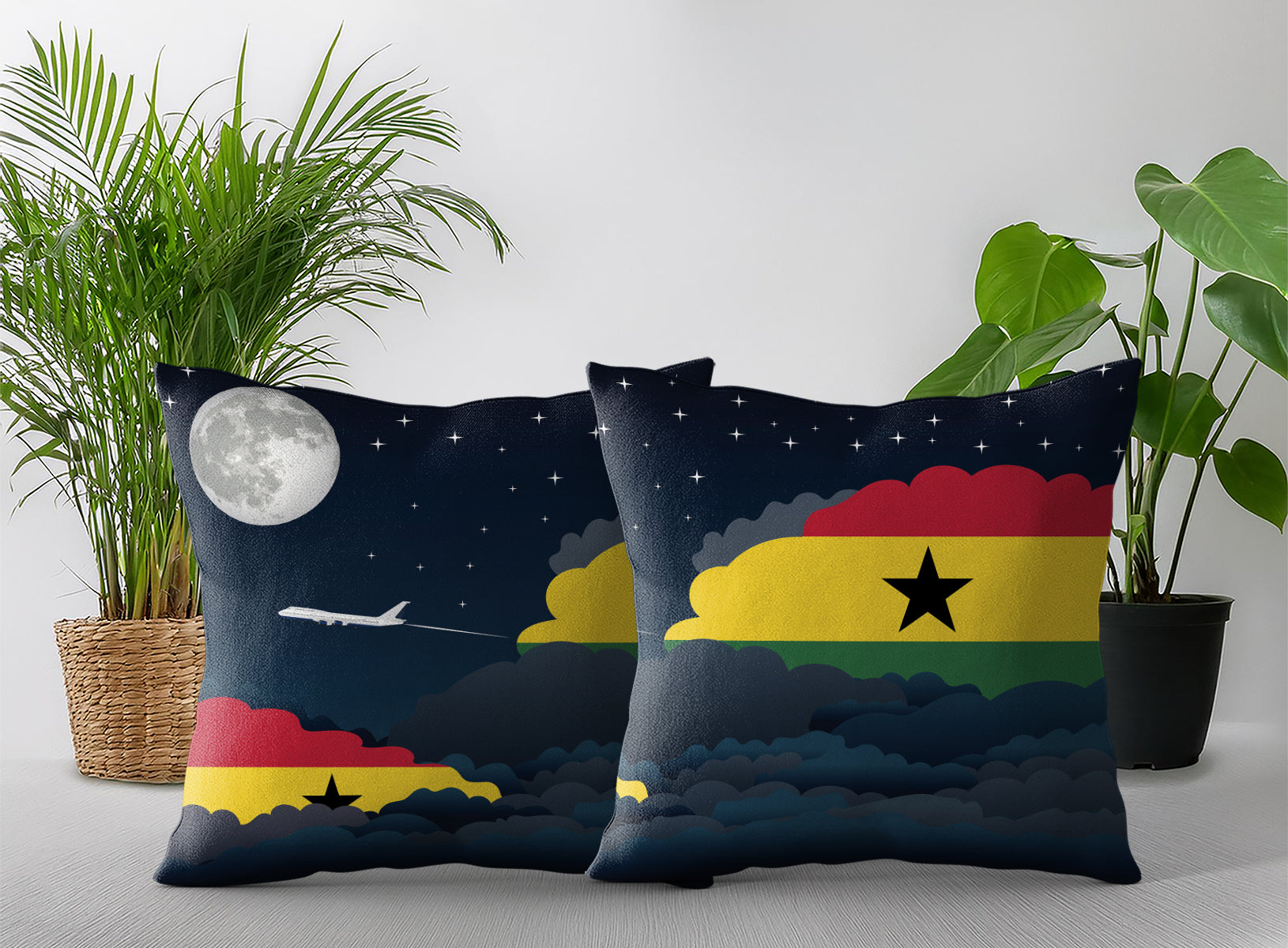 Ghana Night Clouds Pillow Case and Pillow Throw