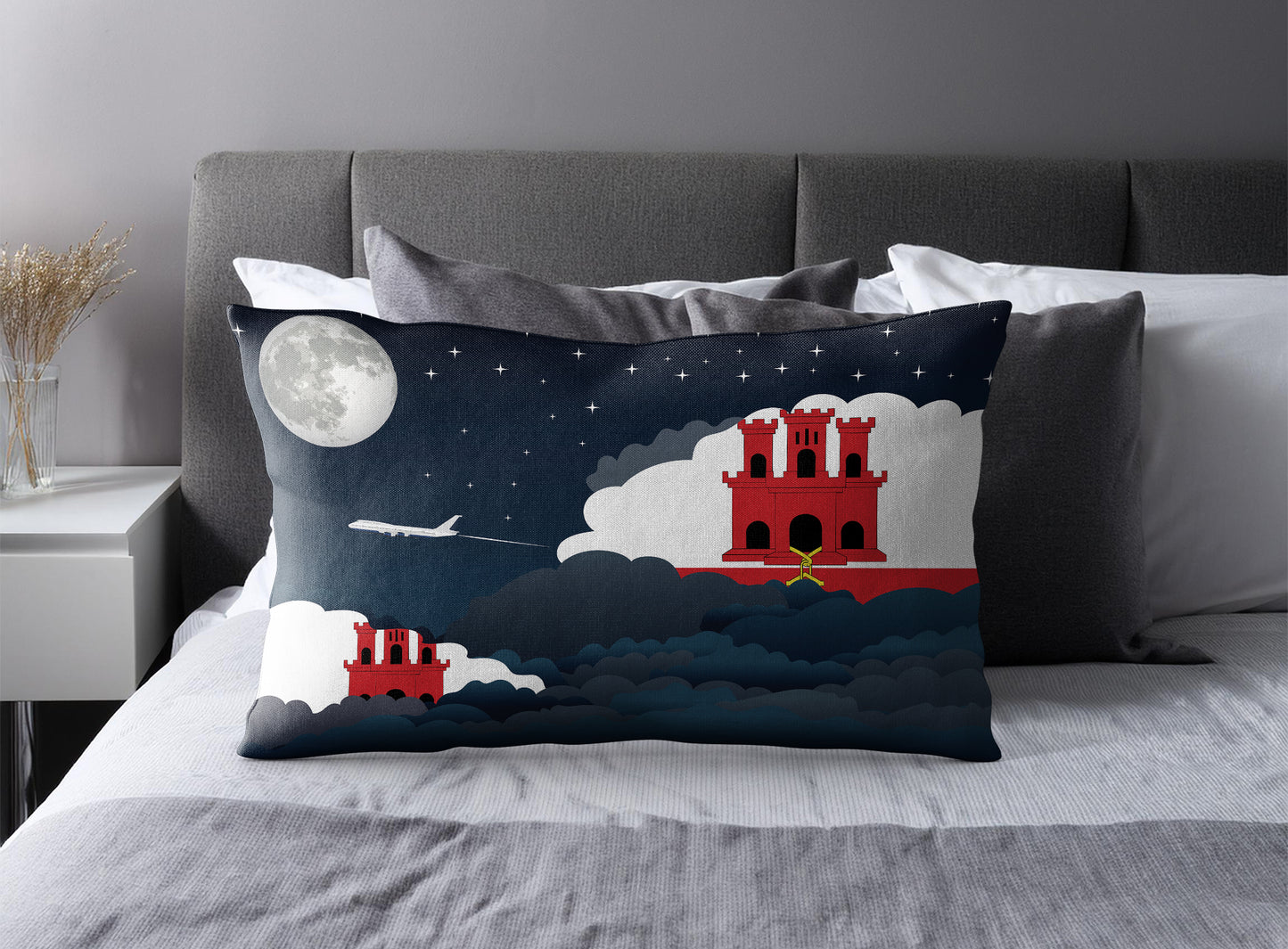 Gibraltar World Airplane Night Clouds Square & Rectangle Pillow Cases | Aviation Night Sky Pillow Covers