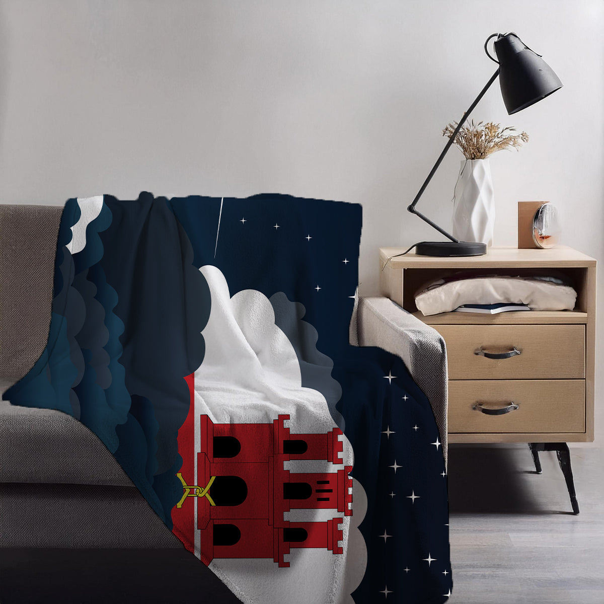 Gibraltar Night Clouds Blankets & Throws | Premium Soft Blankets | City Posters Plus