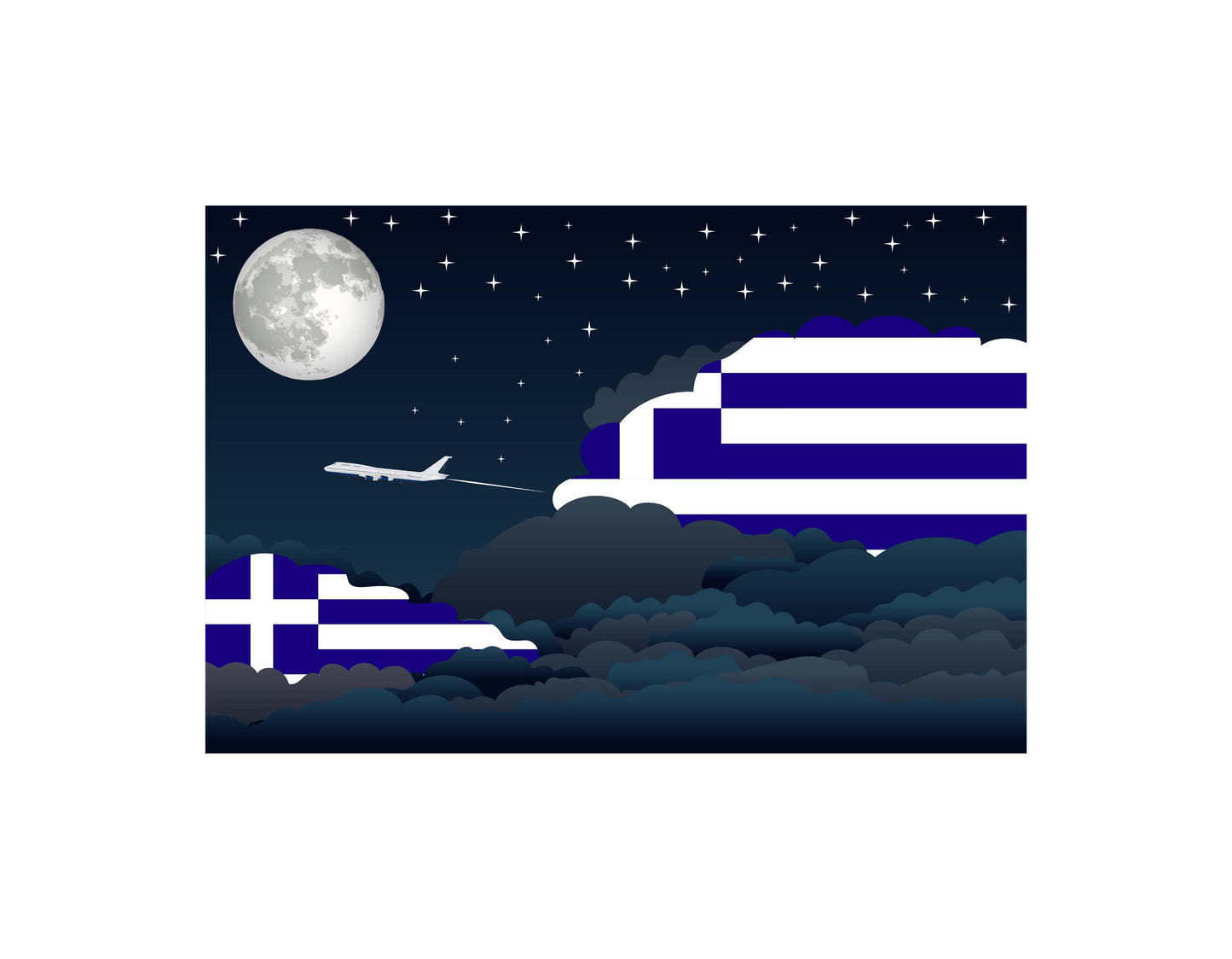 Greece Night Clouds Blankets & Throws | Premium Soft Blankets | City Posters Plus