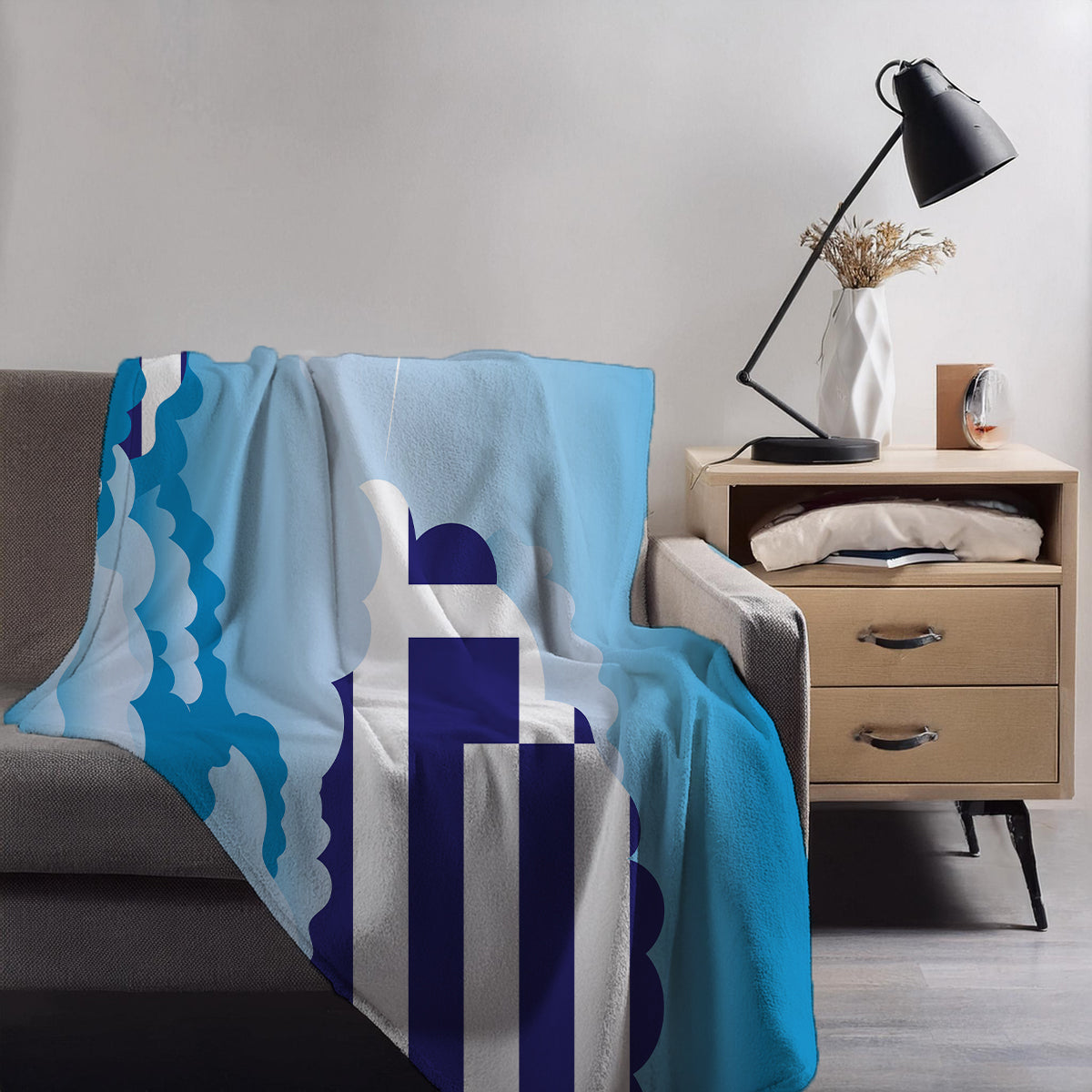 Greece Day Clouds Blankets & Throws | Soft Premium Blankets | City Posters Plus