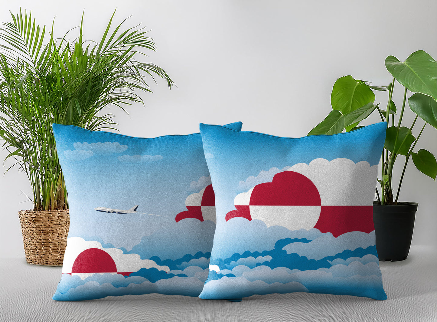Greenland World Airplane Day Clouds Square & Rectangle Pillow Cases | Aviation Decorative Pillow Covers