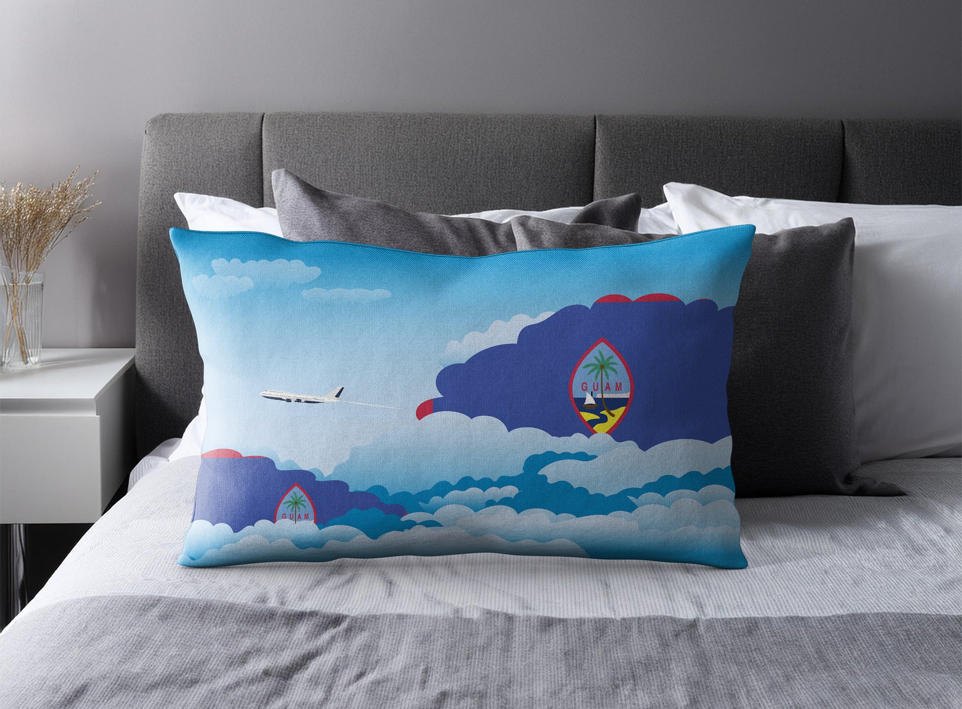 Guam World Airplane Day Clouds Square & Rectangle Pillow Cases | Aviation Decorative Pillow Covers