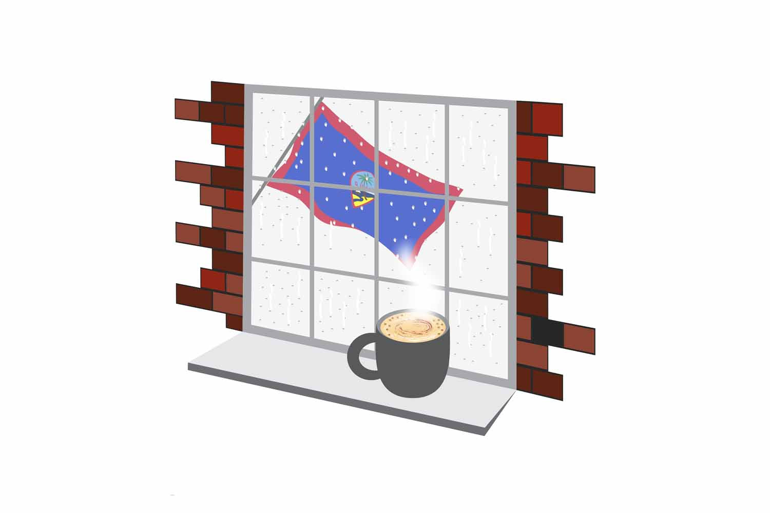Guam Coffee Rain Window Fridge Magnet